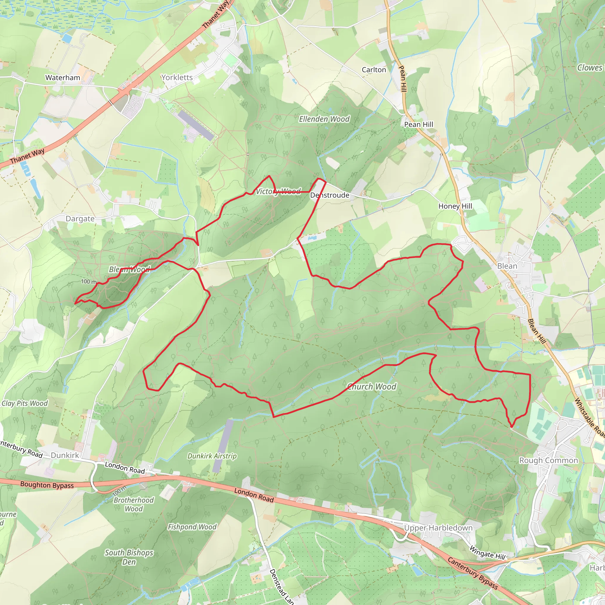 Church and Blean Wood Loop - Blean mobile static map