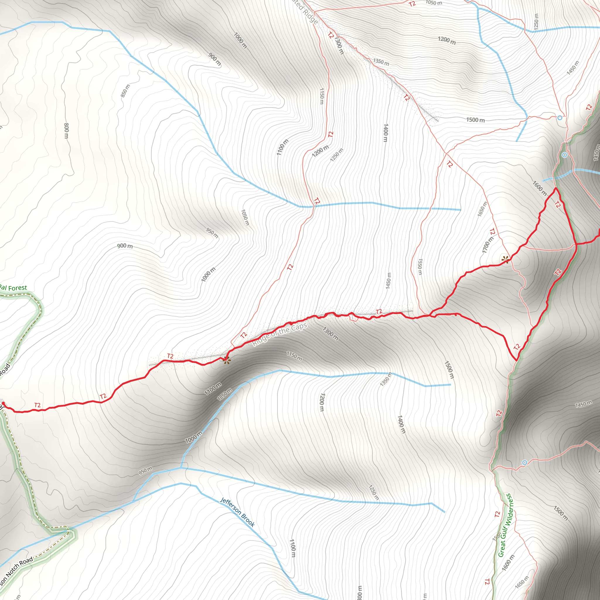 Mount Jefferson and Six Husbands Trail Loop via Caps Ridge Trail mobile static map