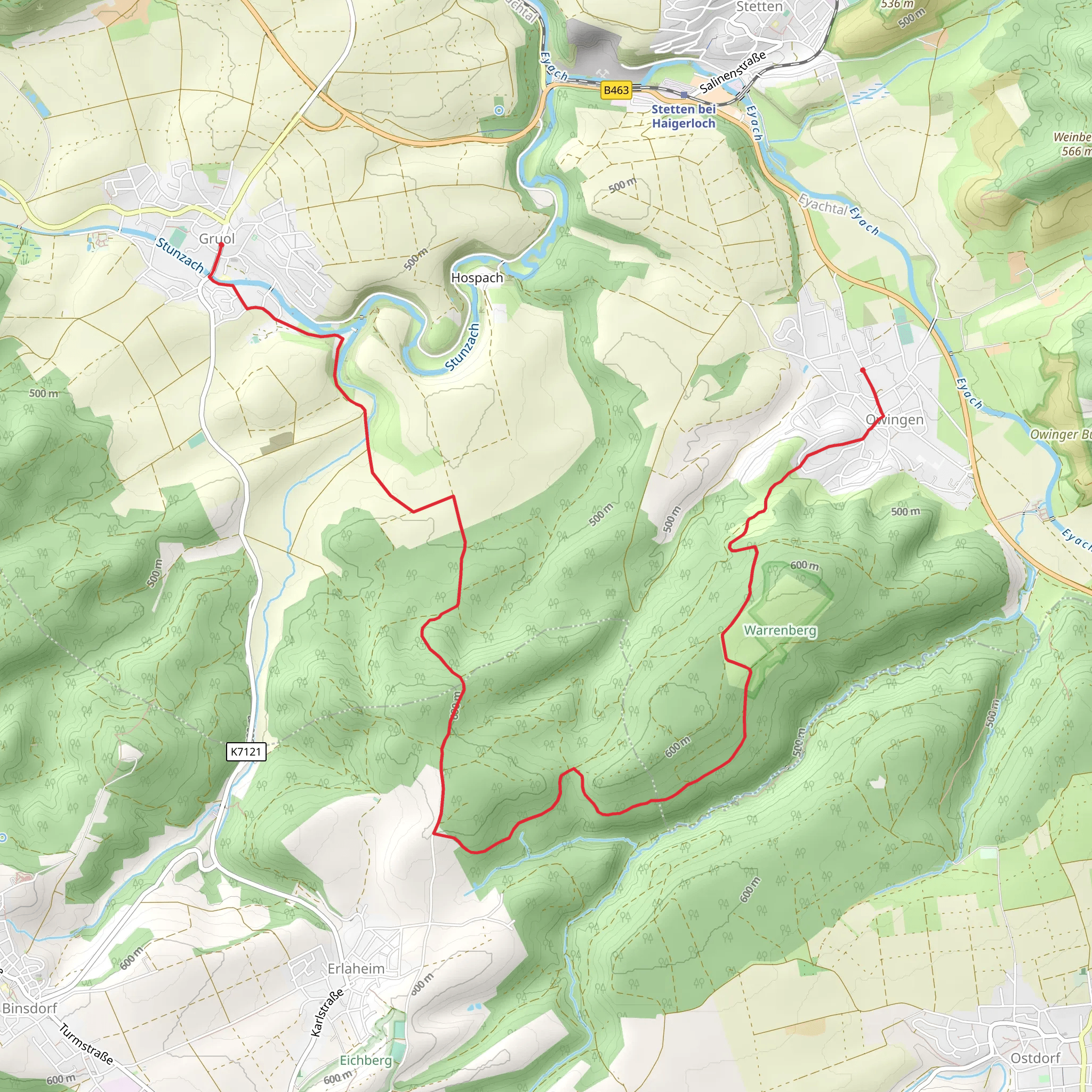 Gruol Schule to Owingen via Blaues Minus Owingen mobile static map