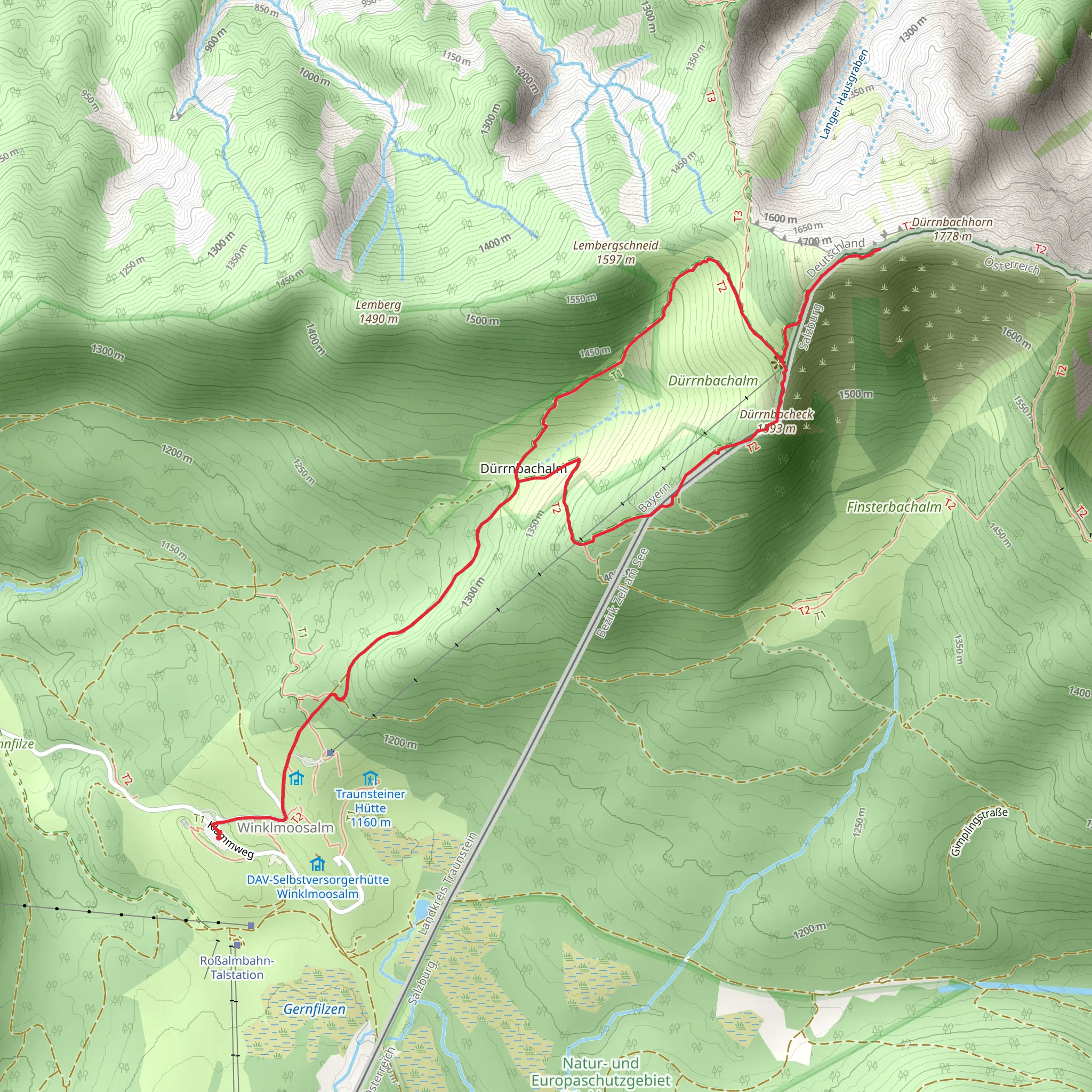 Dürnbachhorn and Dürrnbacheck via Winklmoosalm mobile static map