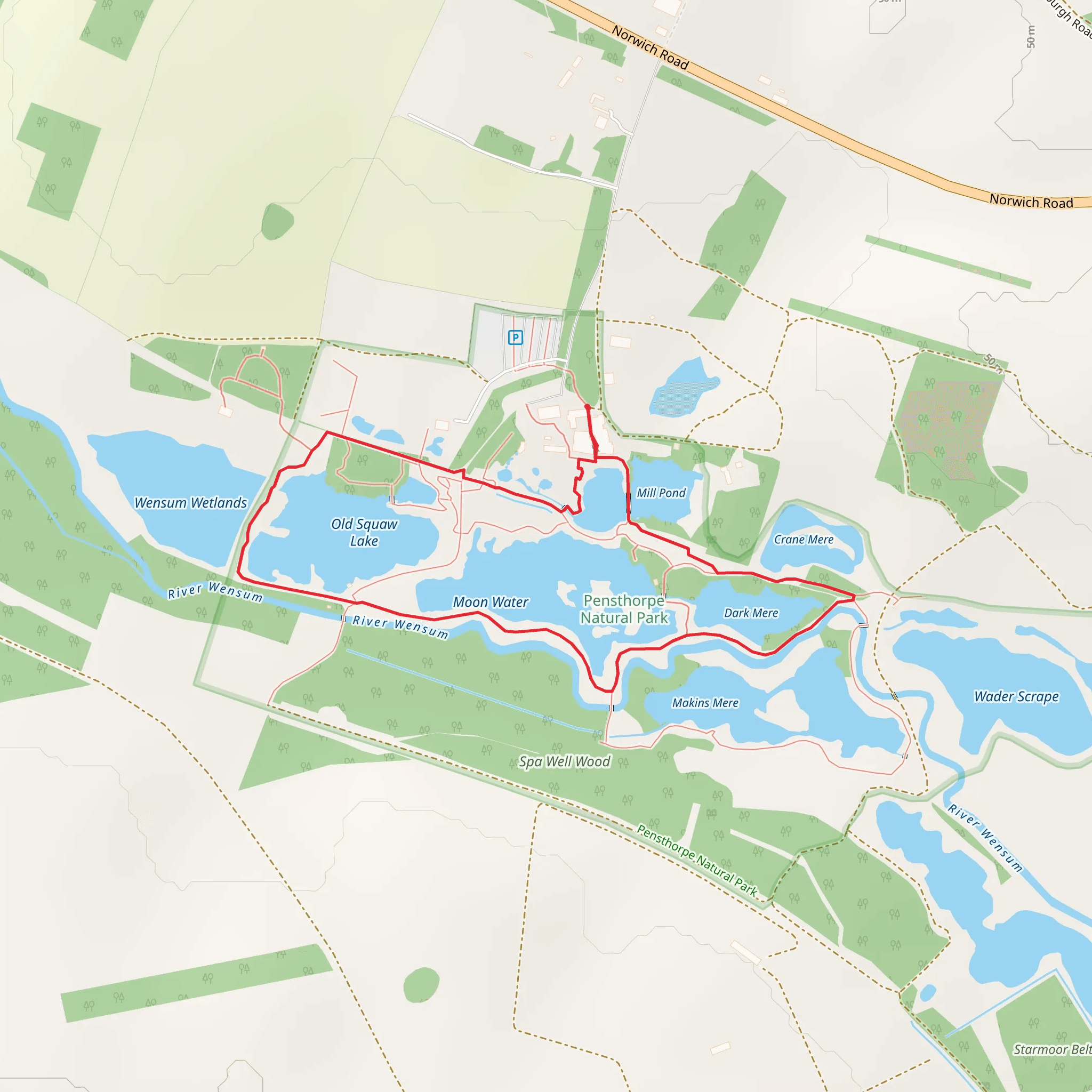 Pensthorpe Loop mobile static map