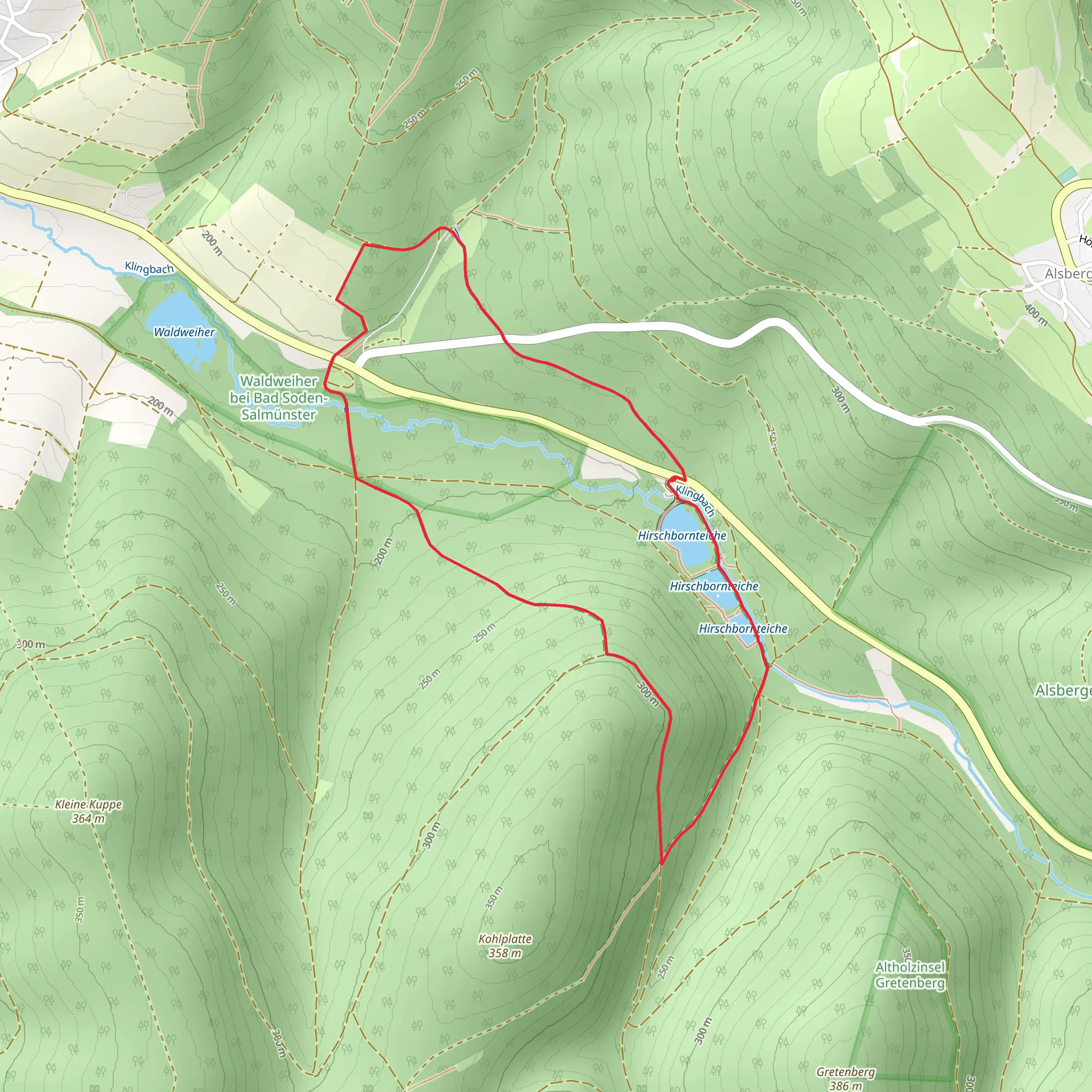 Hirschbornteiche and Waldweiher bei Bad Soden-Salmünster Loop mobile static map