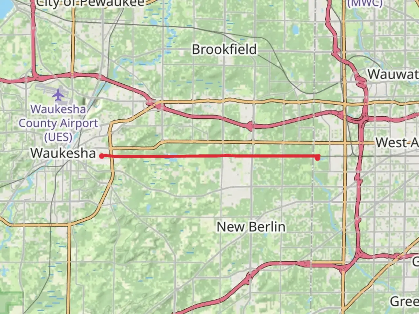 An image depicting the trail New Berlin Trail and its surrounding area.