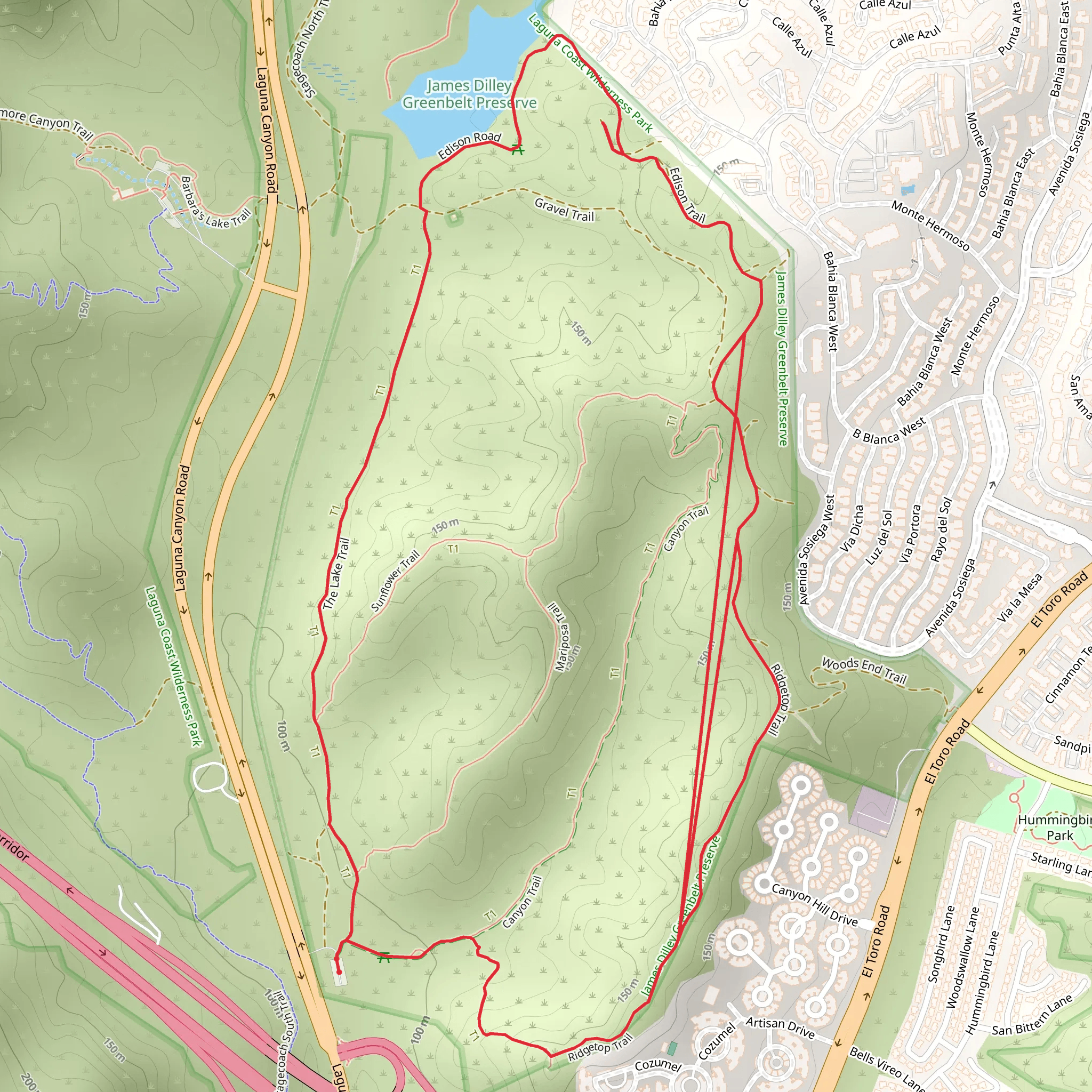 Canyon Trail and Barbara's Lake Loop mobile static map