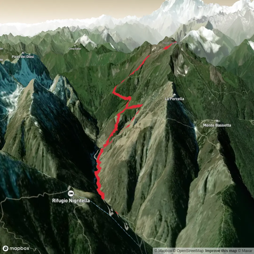 An image depicting the trail Pizzo Ragno and its surrounding area.