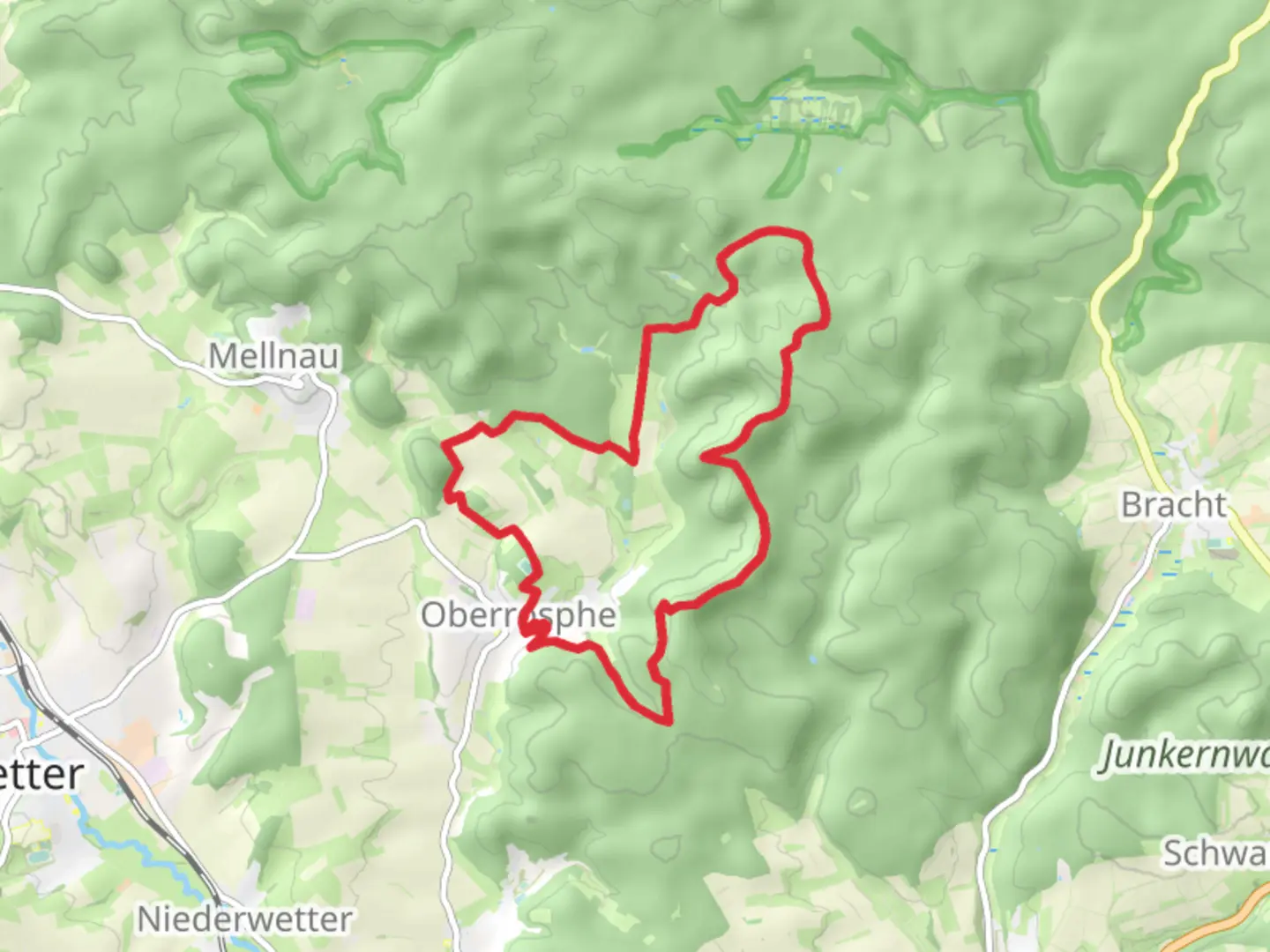 An image depicting the trail Gerlachsberg, Stirnhelle and Malstein Loop via Jakobsweg and its surrounding area.