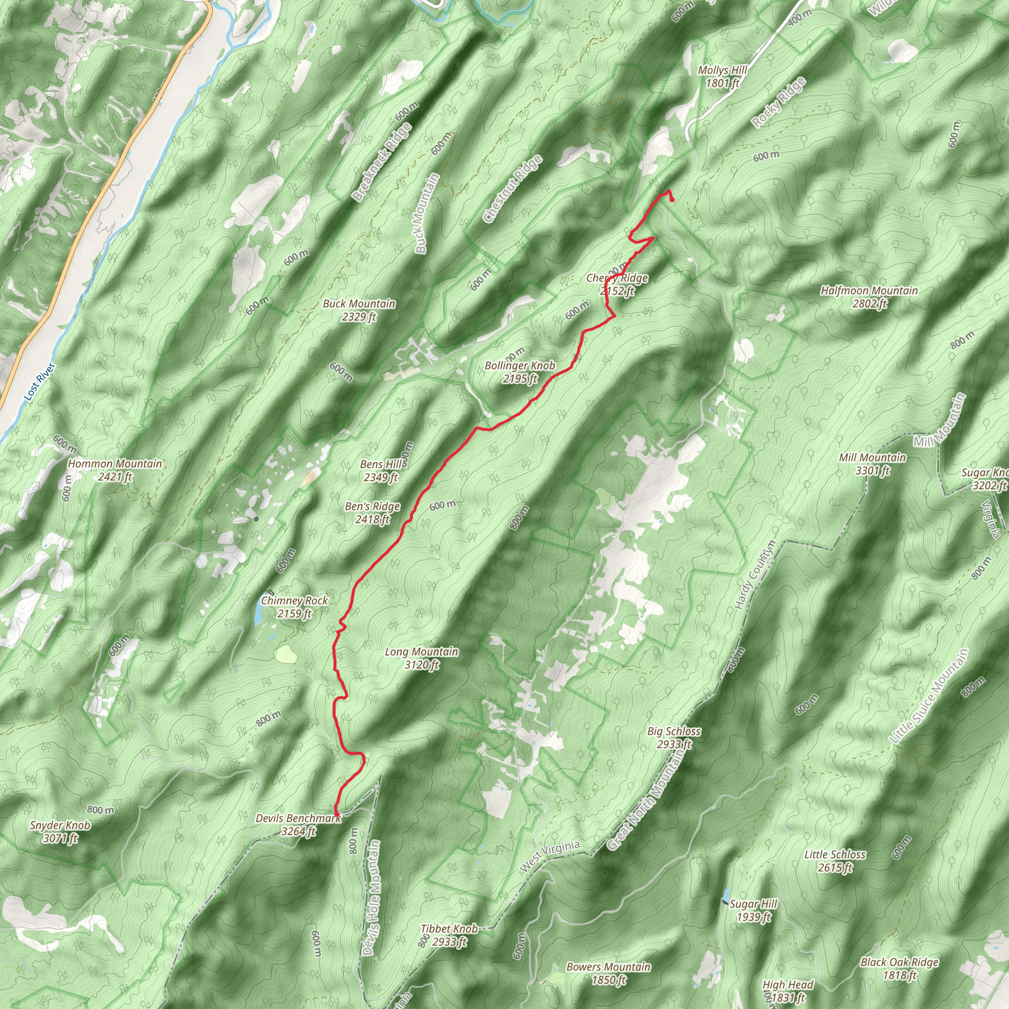Long Mountain Trail mobile static map