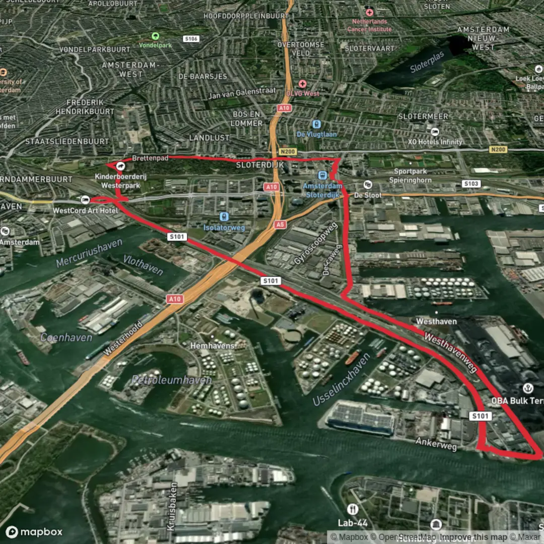 An image depicting the trail Radar Weg and Nieuwe Hem Weg and its surrounding area.