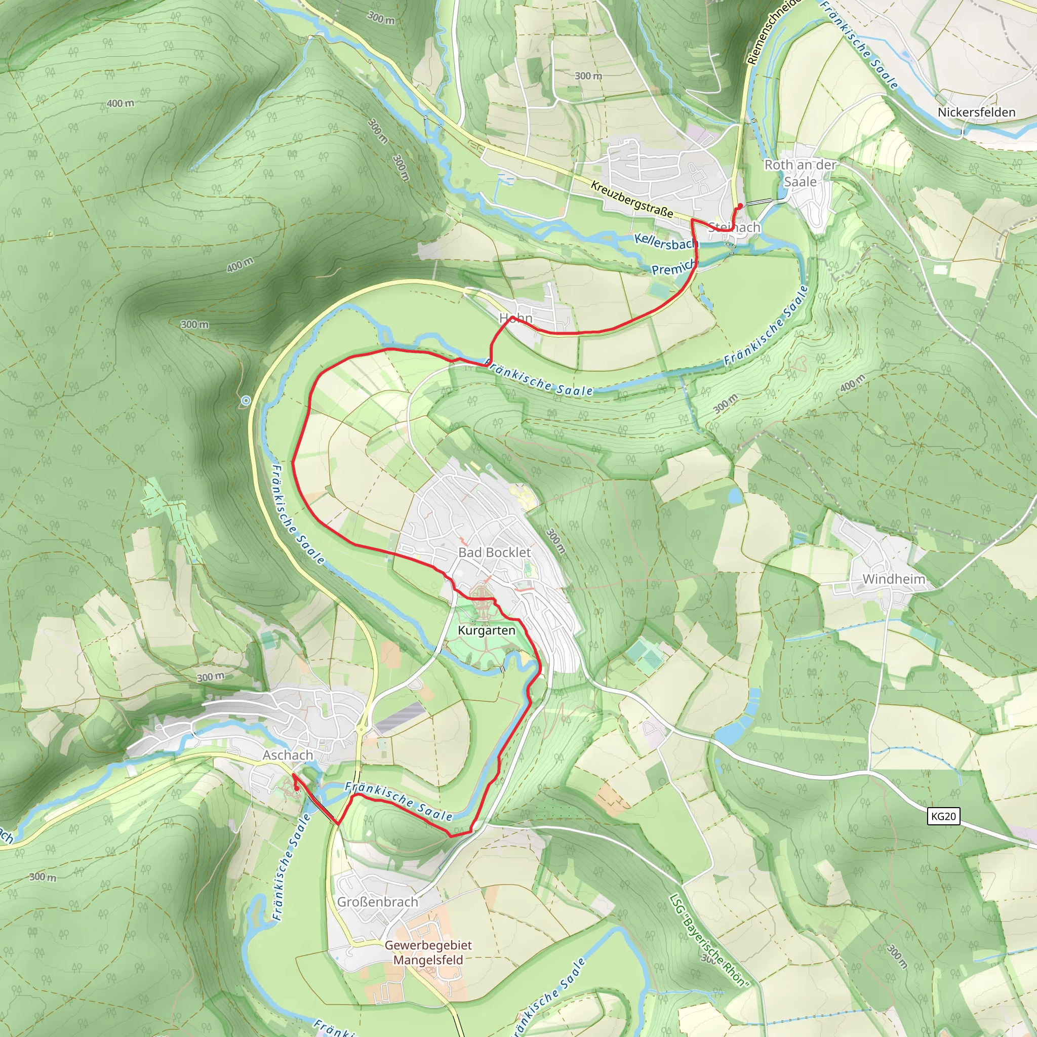 Aschach to Steinach via Bad Bocklet Rundweg mobile static map