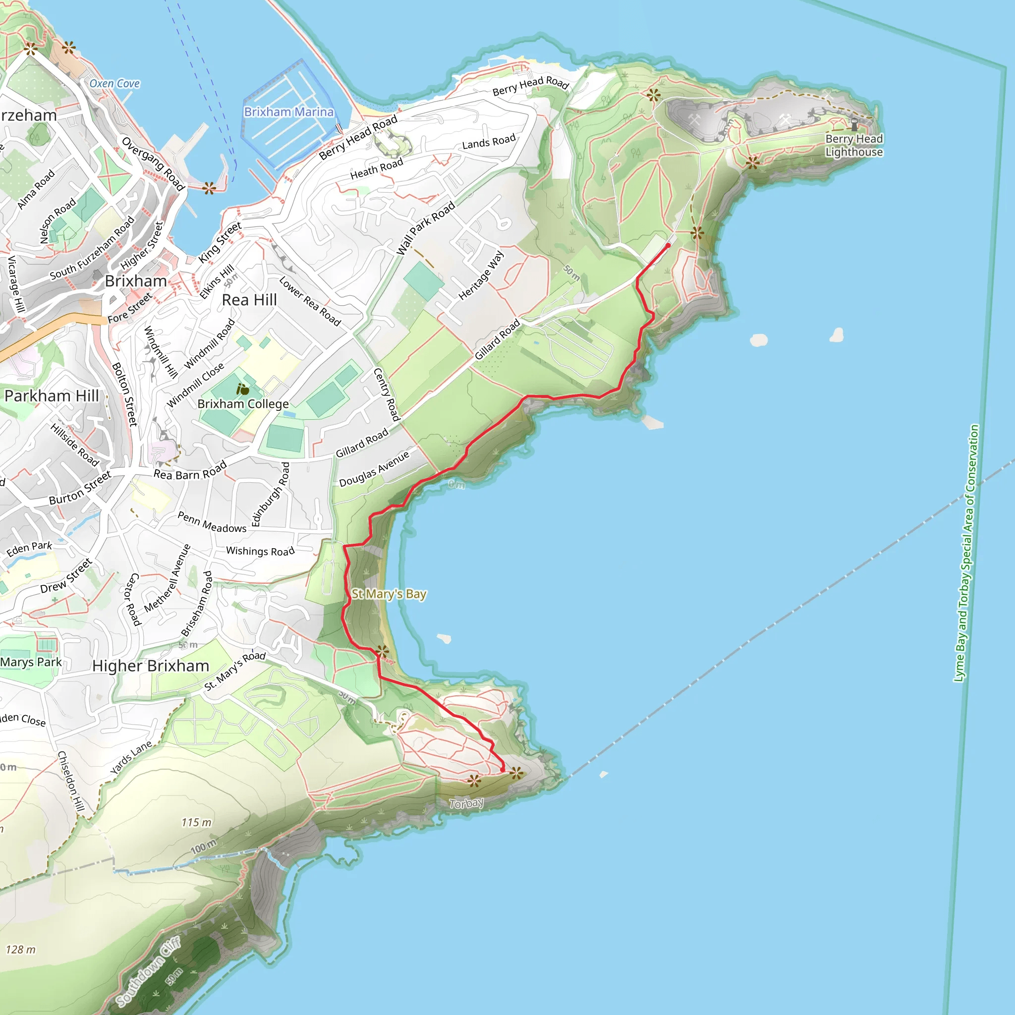 Berry Head to Sharkham Point Walk mobile static map
