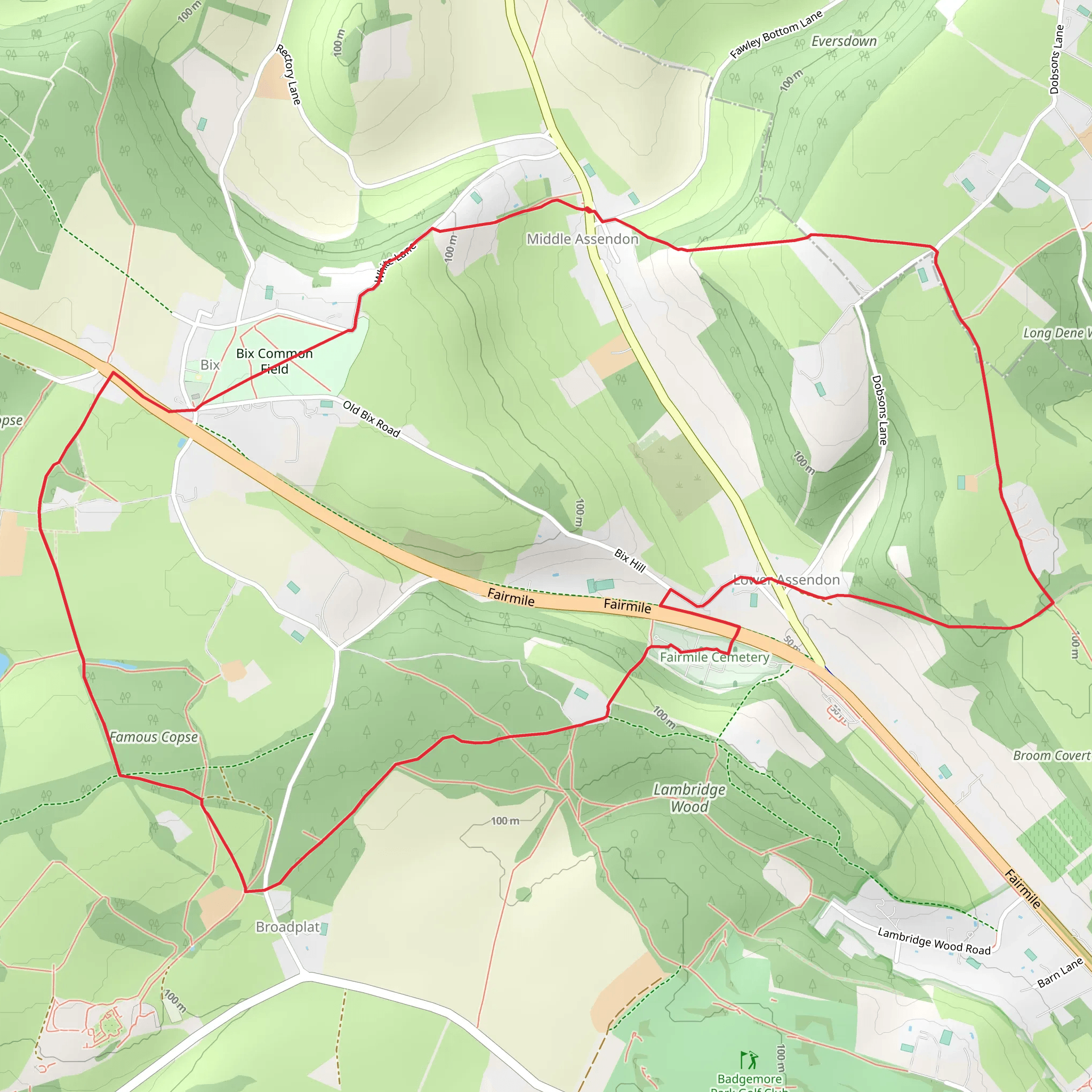 Great Hill, Lambridge Wood and Famous Copse Loop mobile static map