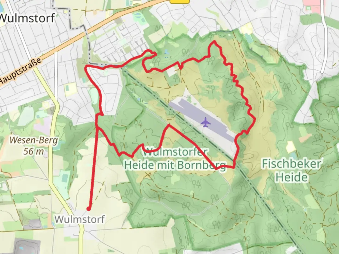 An image depicting the trail Wander Tour Wulmstorfer Heide and its surrounding area.