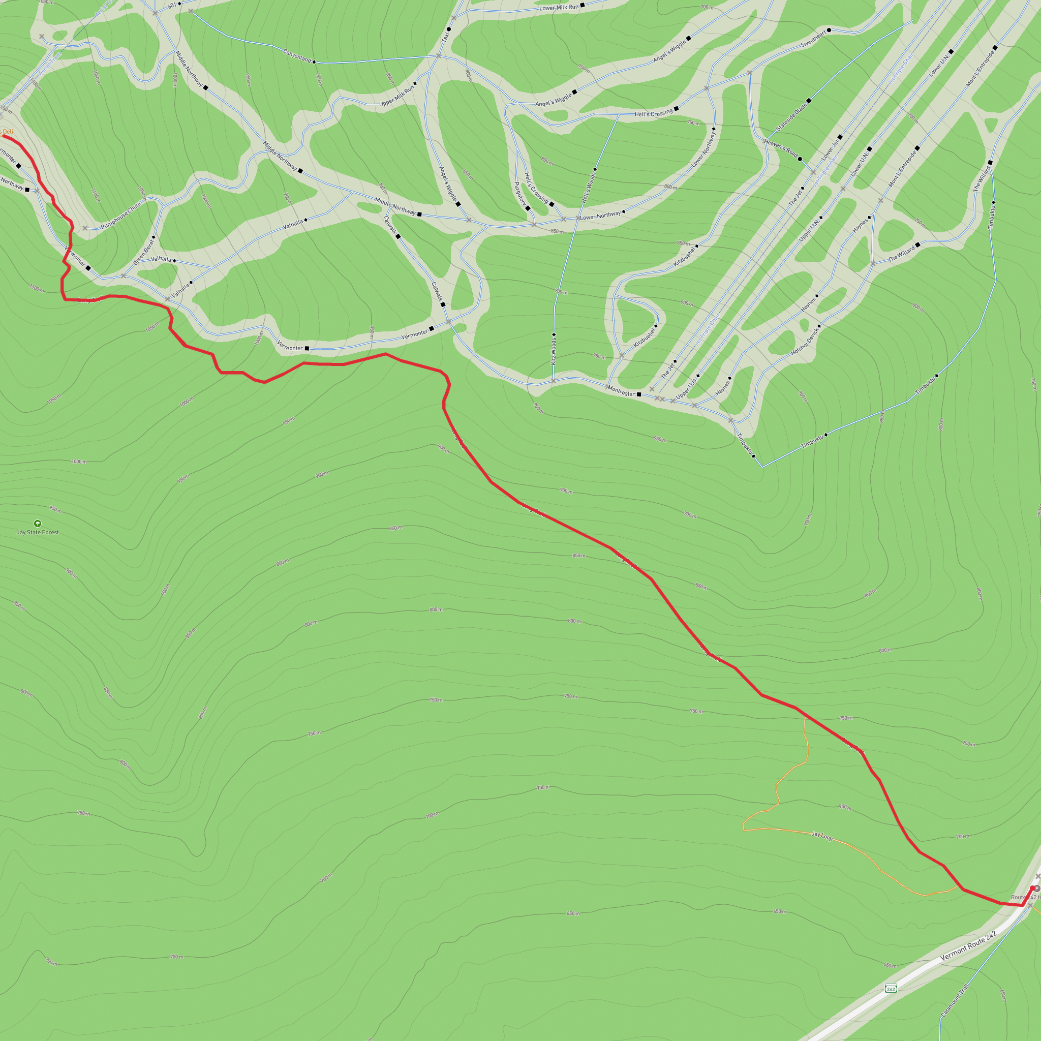 Jay Peak via Vermont Long Trail mobile static map