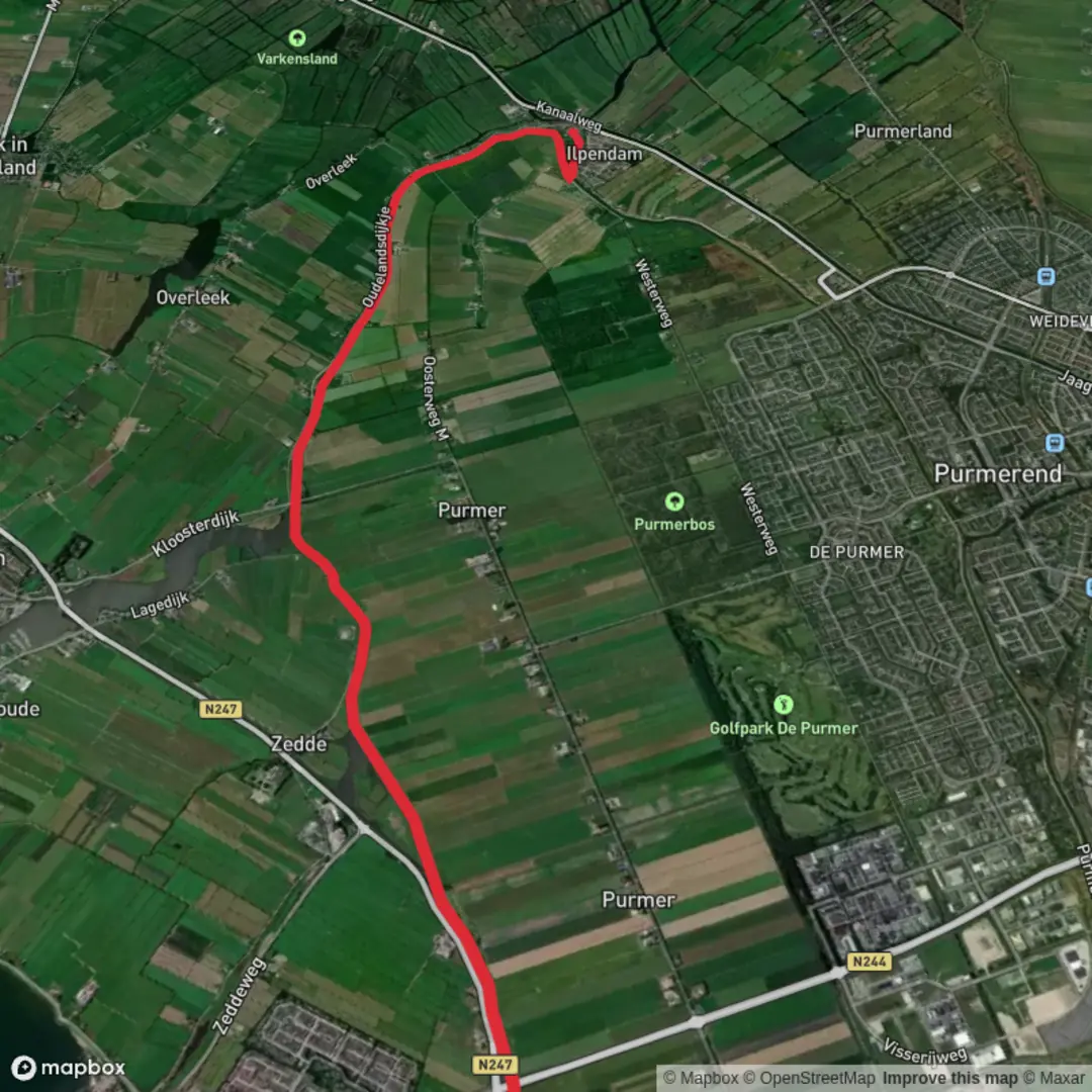 An image depicting the trail Edam to Ilpendam via Hekken Route and its surrounding area.