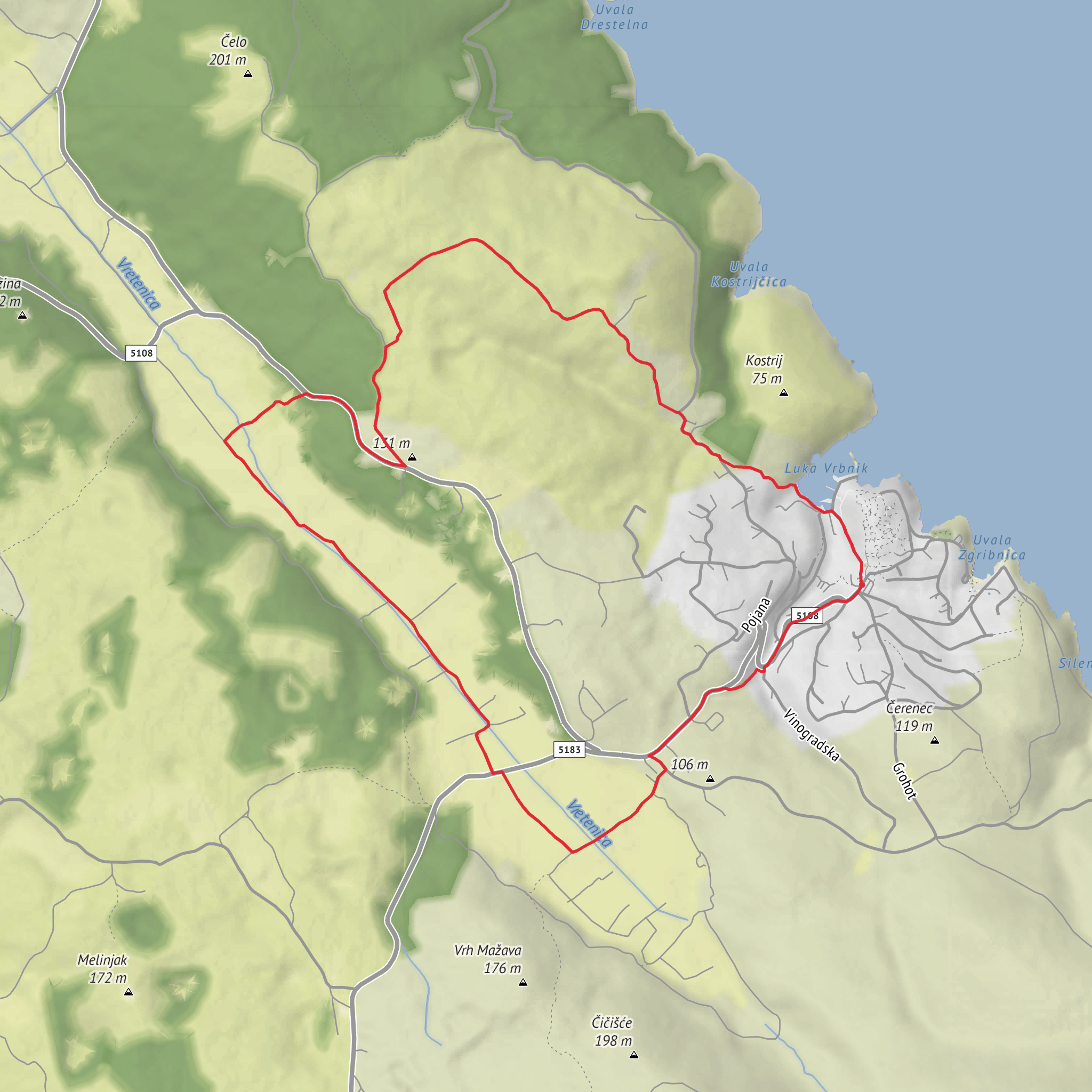 Žlahtina Trail mobile static map