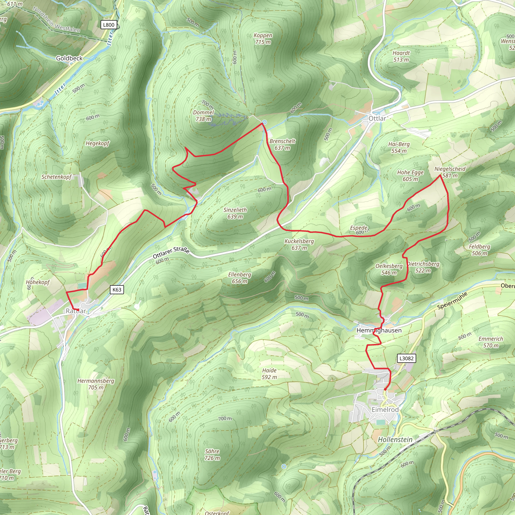 Rattlar to Eimelrod Walk mobile static map