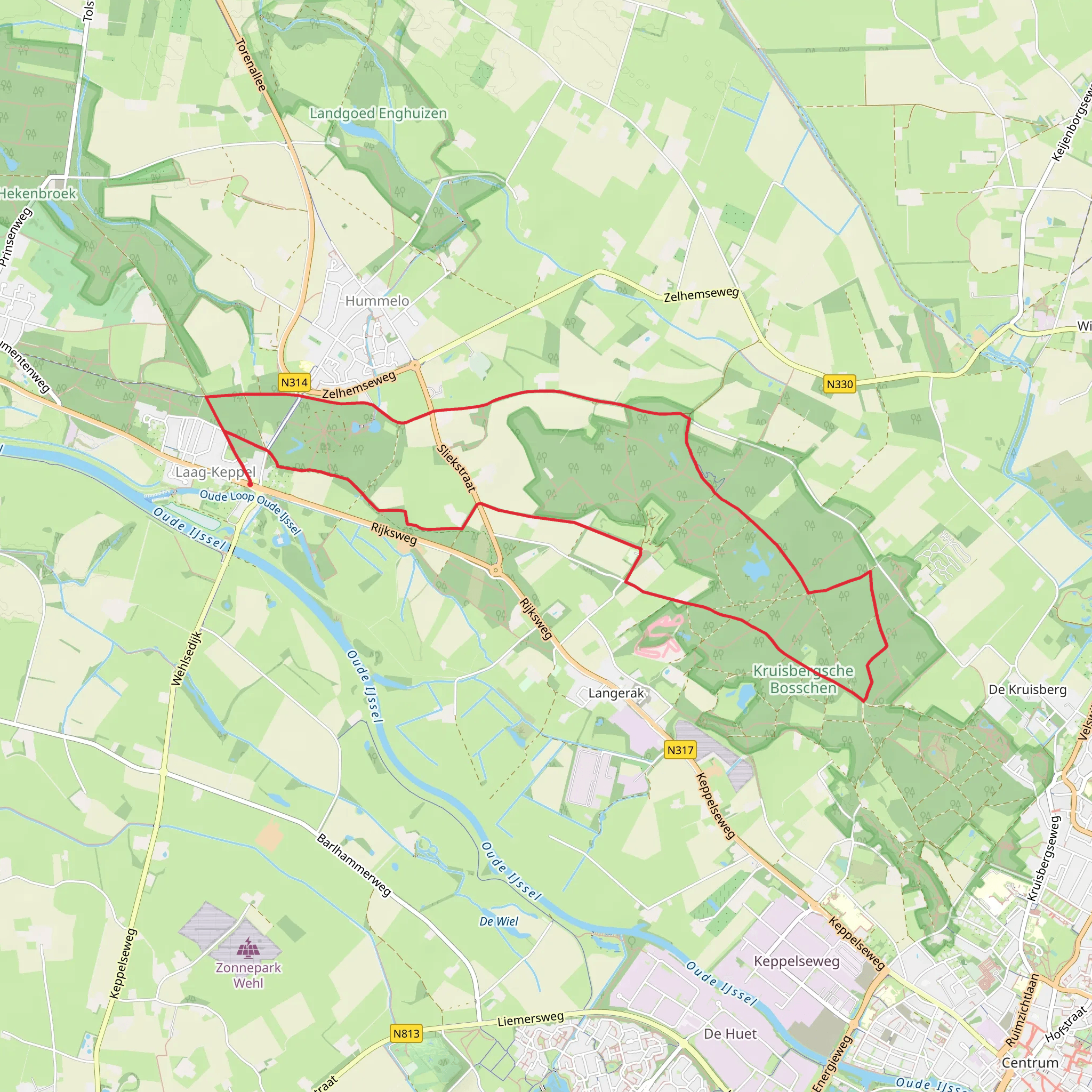 Kruisbergsche Bosschen and Sliek Route mobile static map