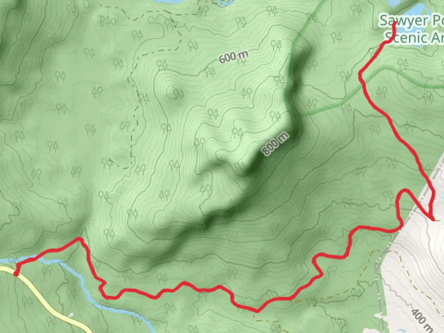 An image depicting the trail Sawyer Pond Trail via Sawyer River Trail and its surrounding area.