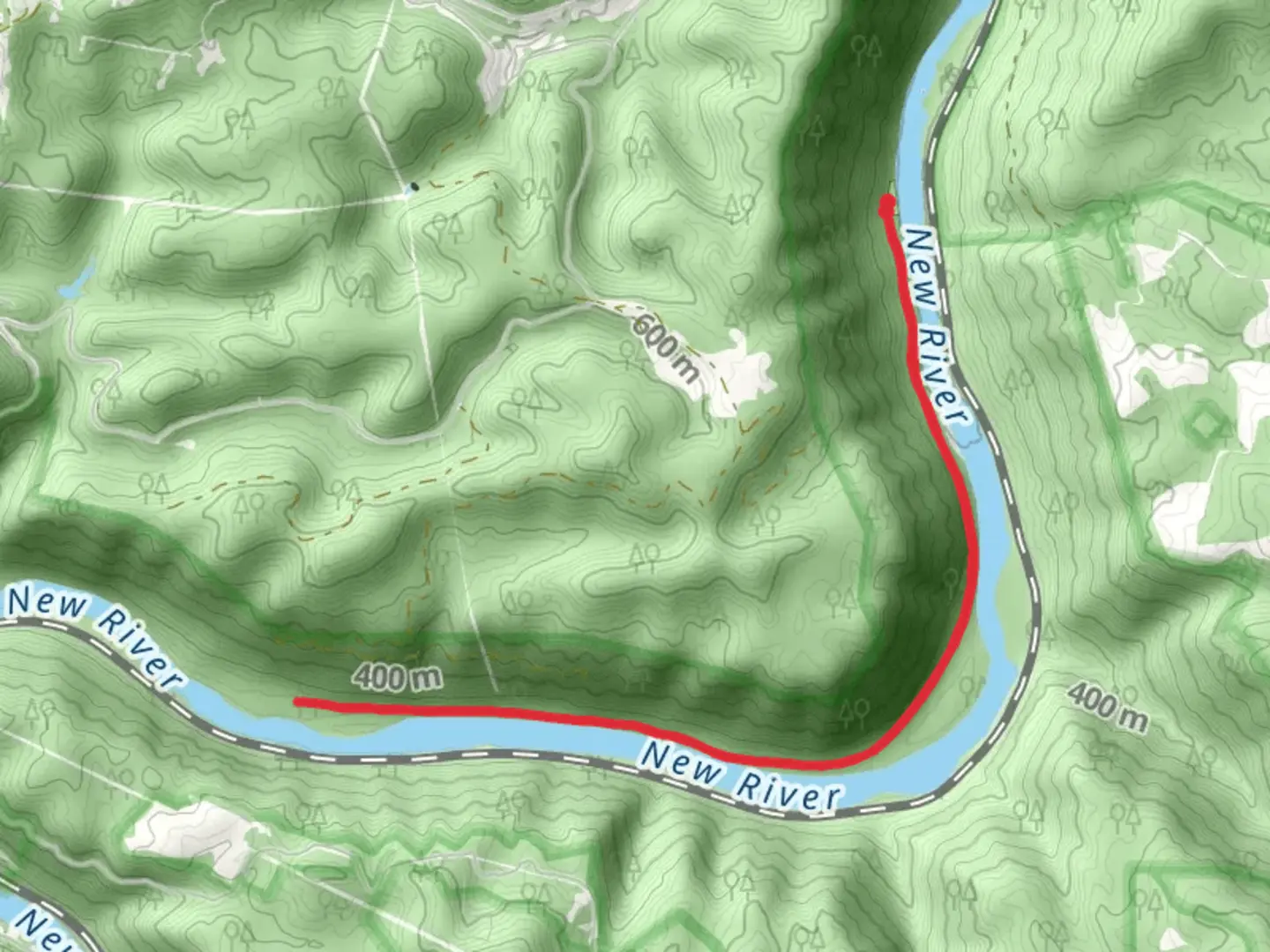 An image depicting the trail Southside Trail from Brooklyn Campground and its surrounding area.