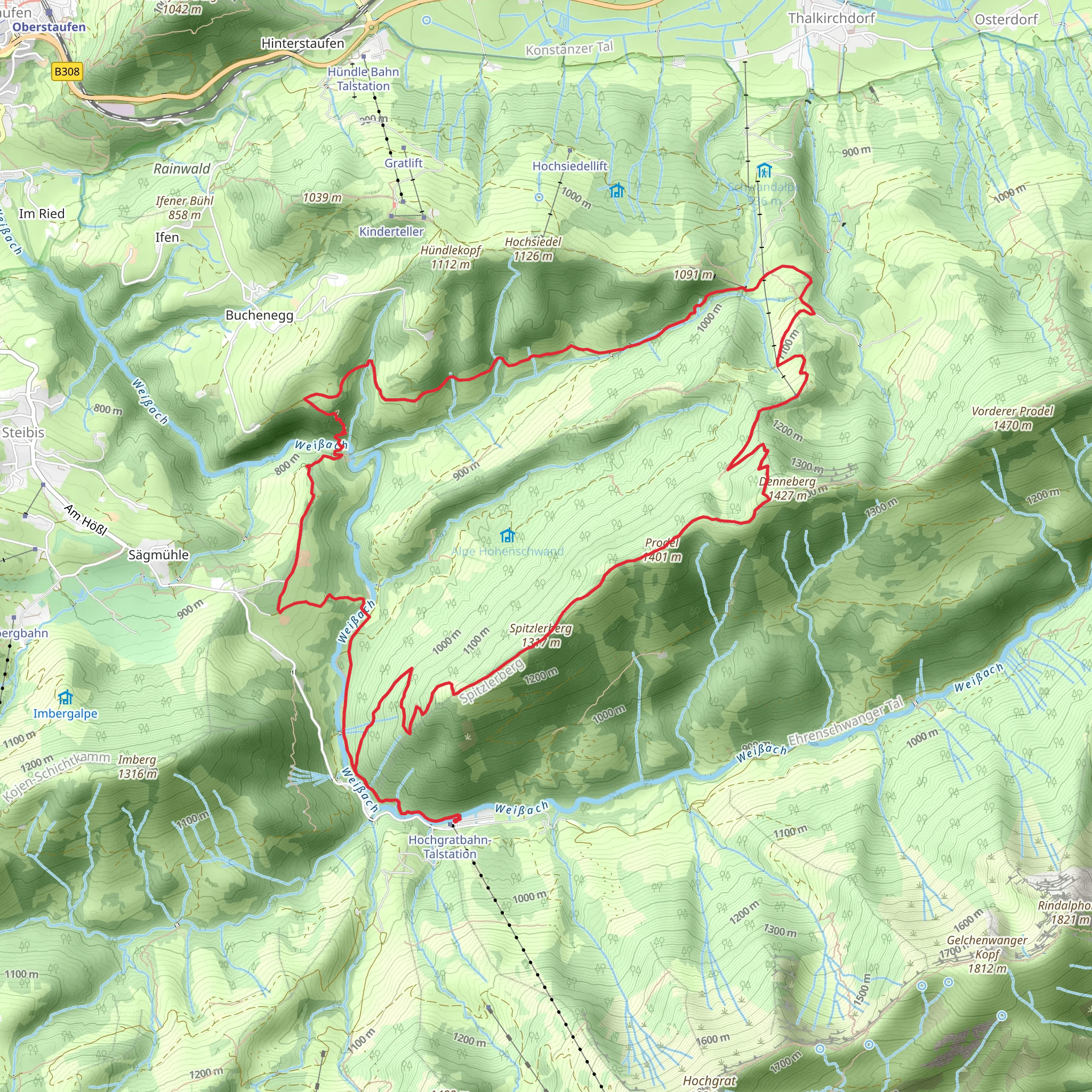 Buchenegg Waterfalls, Denneberg and Spitzlerberg Loop mobile static map