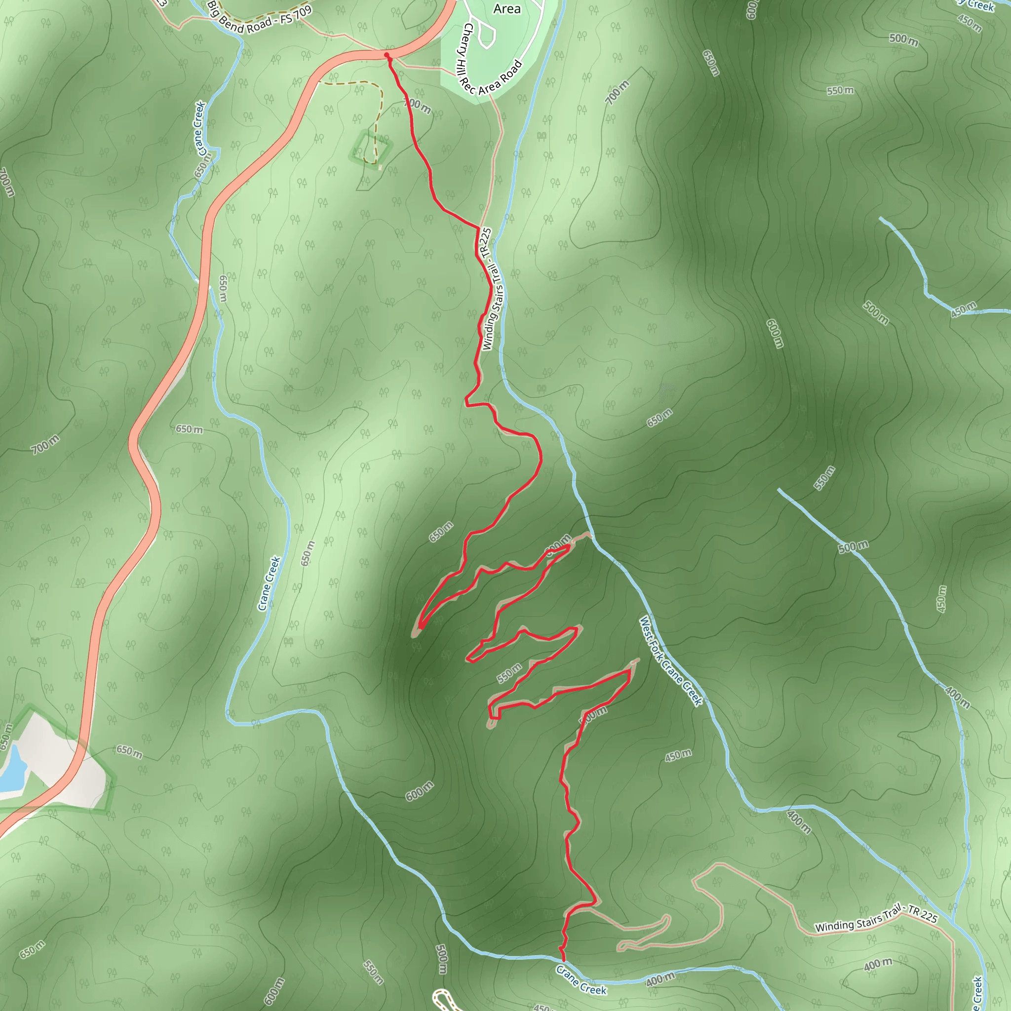 Secret Falls via Winding Stairs Trail mobile static map