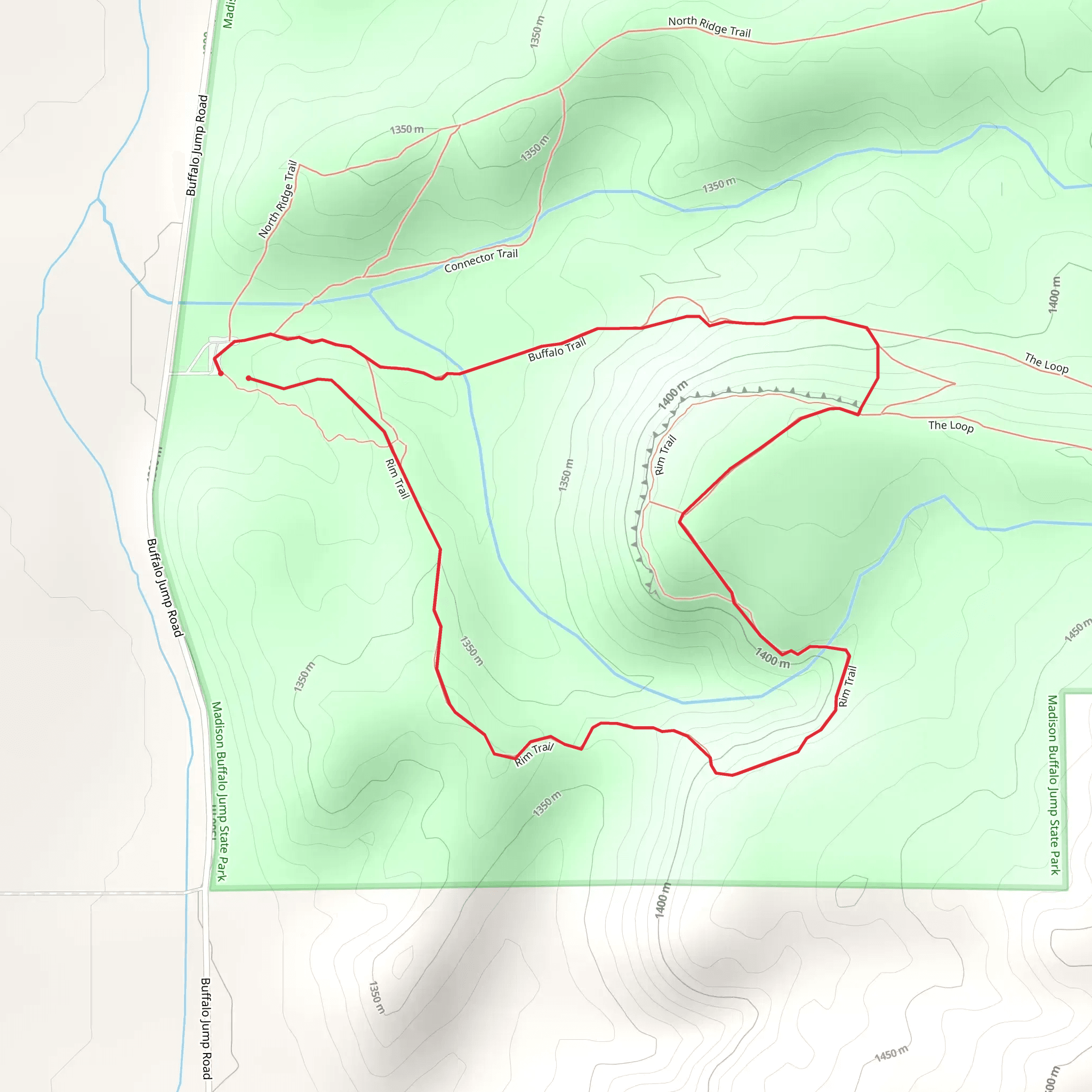 Madison Buffalo Jump State Park Loop mobile static map
