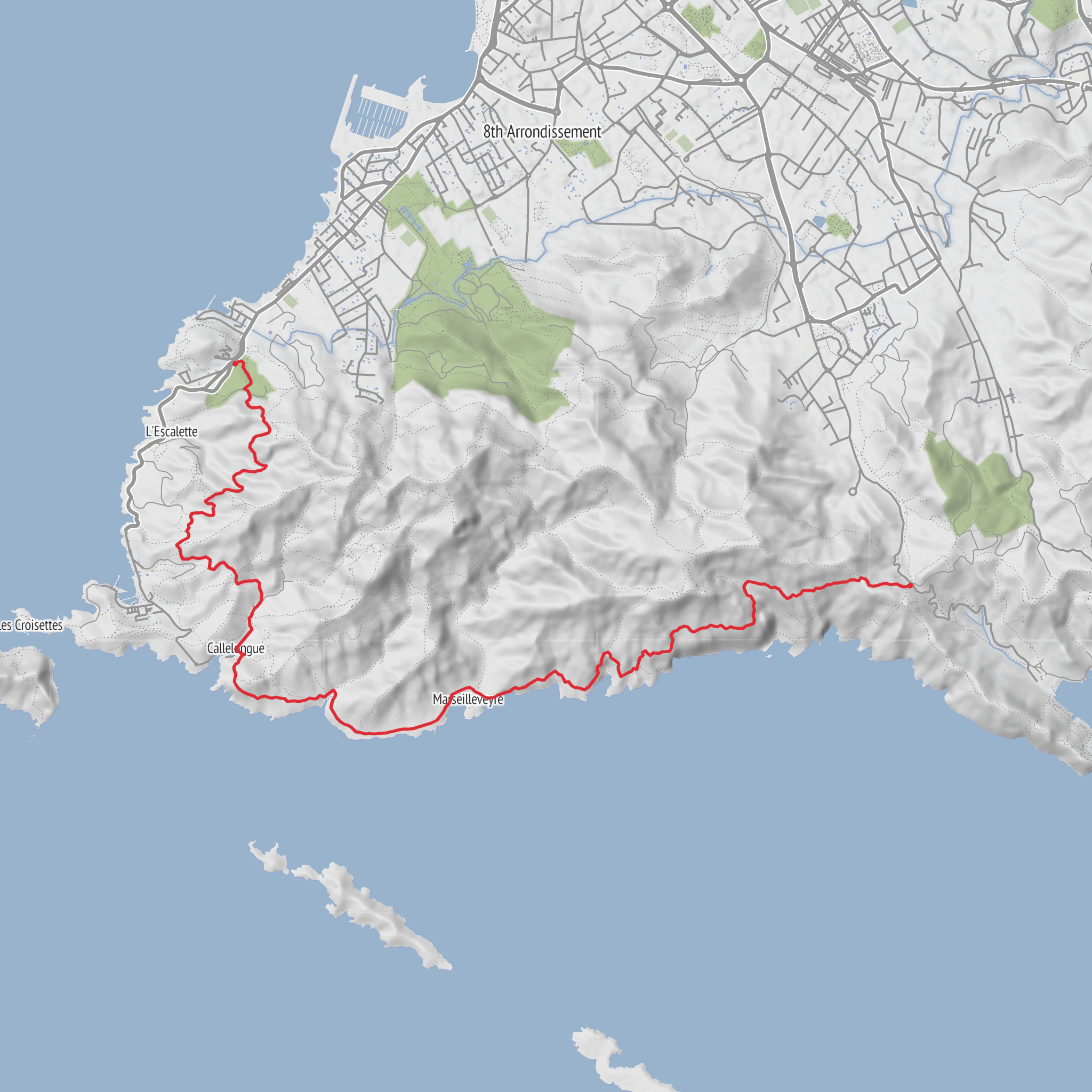 Calanques - Madrague aux Baumettes par Dhemin des Douaniers mobile static map