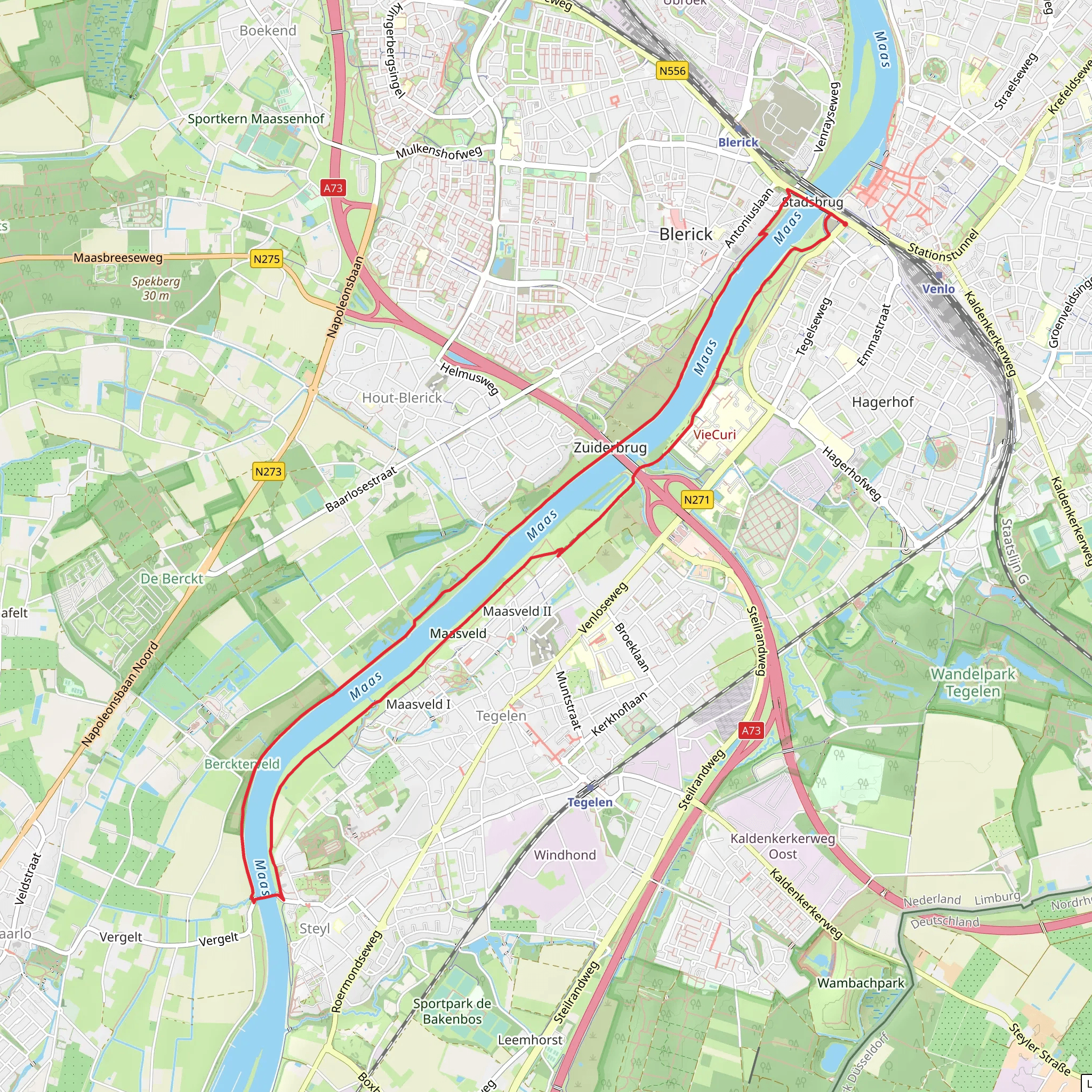 Meuse via Maasveldpad and Vikingpad mobile static map