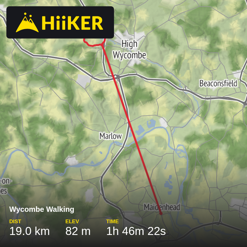 A map preview of the recording Wycombe Walking.