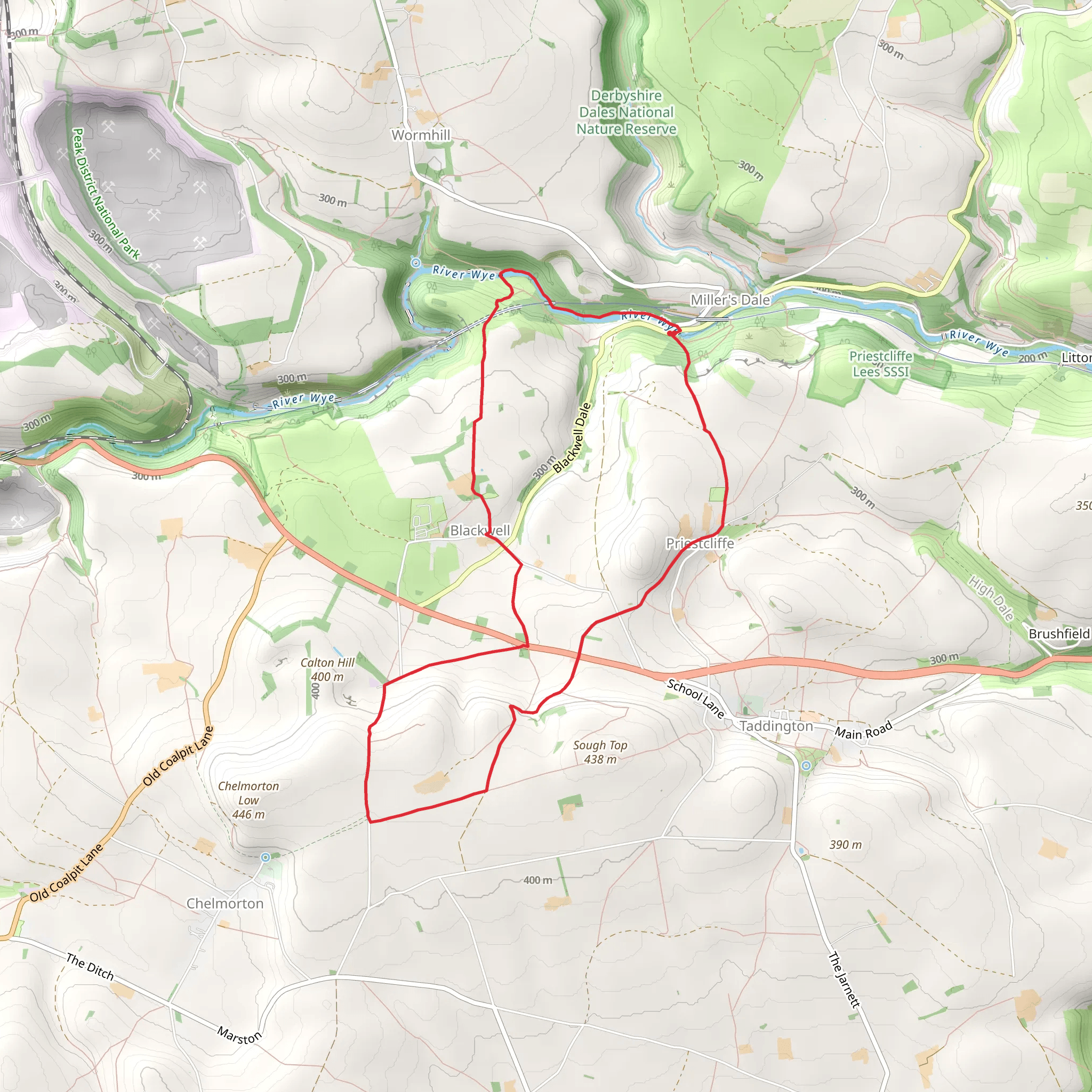 Millers Dale - Priestcliffe - Sough Lane mobile static map