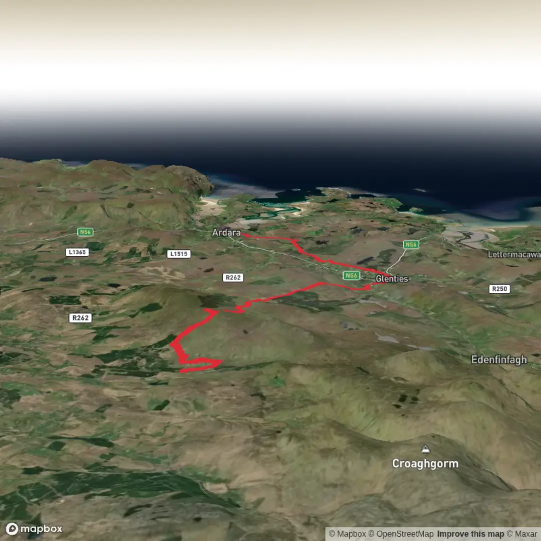 An image depicting the trail 25Km Bluestack Way Ultra and its surrounding area.