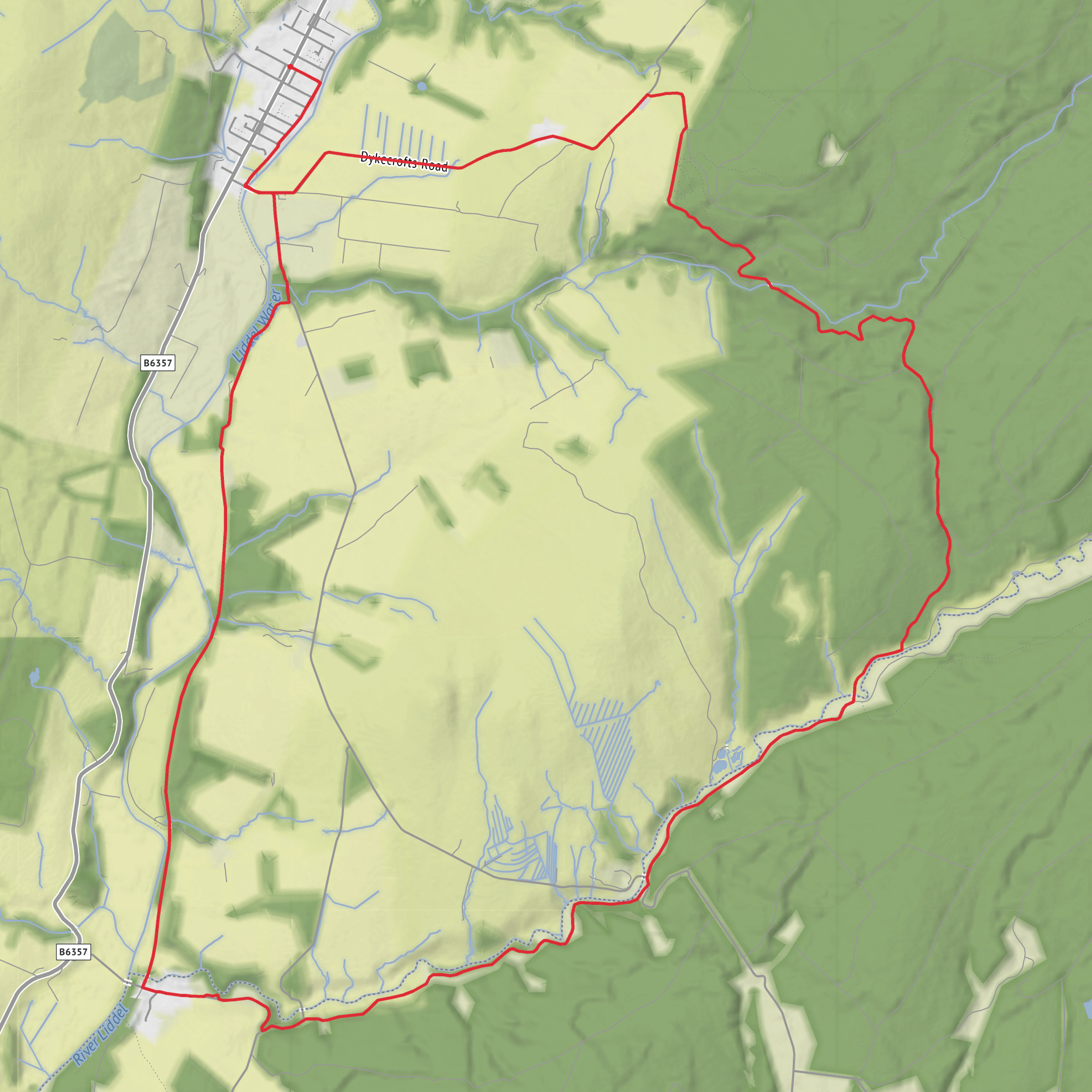 Day Holm, Kershope Bridge and Sorbitholm Strip across the Border mobile static map