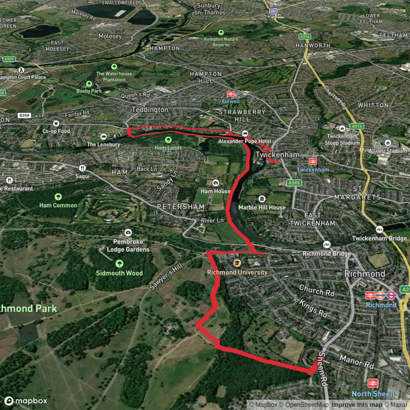 Richmond Park to Twickenham via Teddington Lock