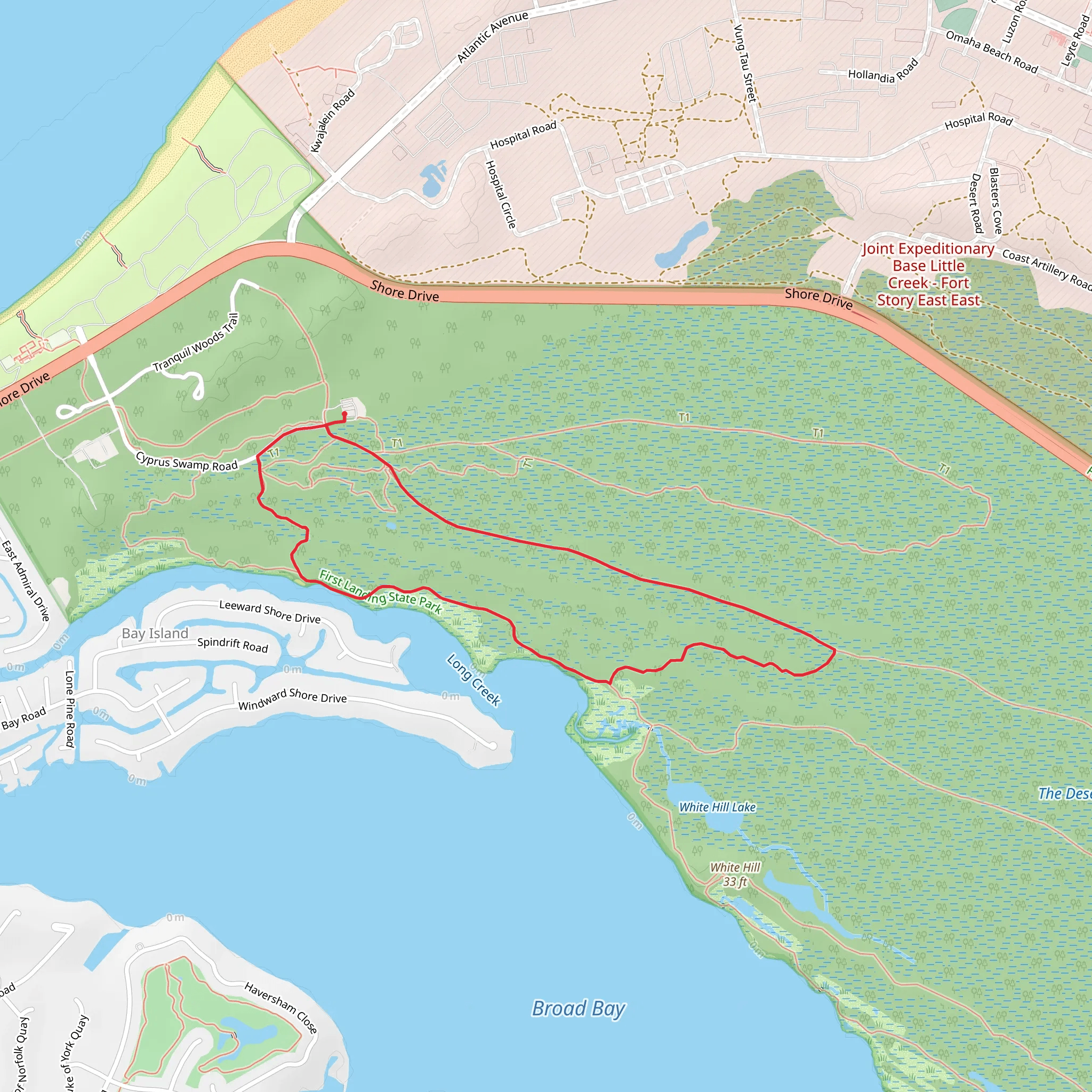 Cape Henry and Long Creek Loop Trail mobile static map