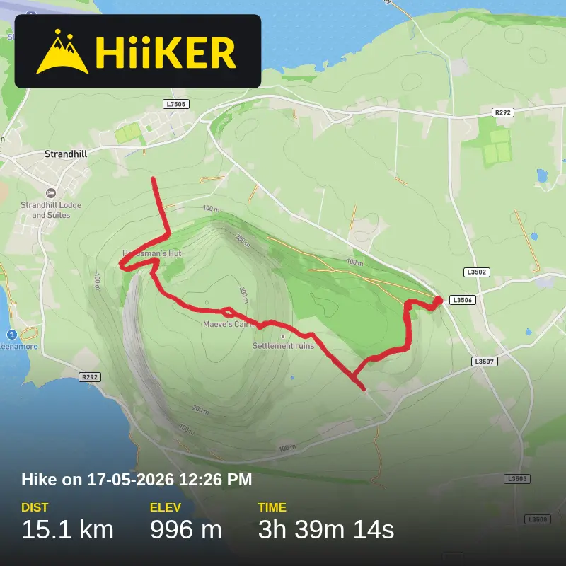 A map preview of the recording Hike on 17-05-2026 12:26 PM.