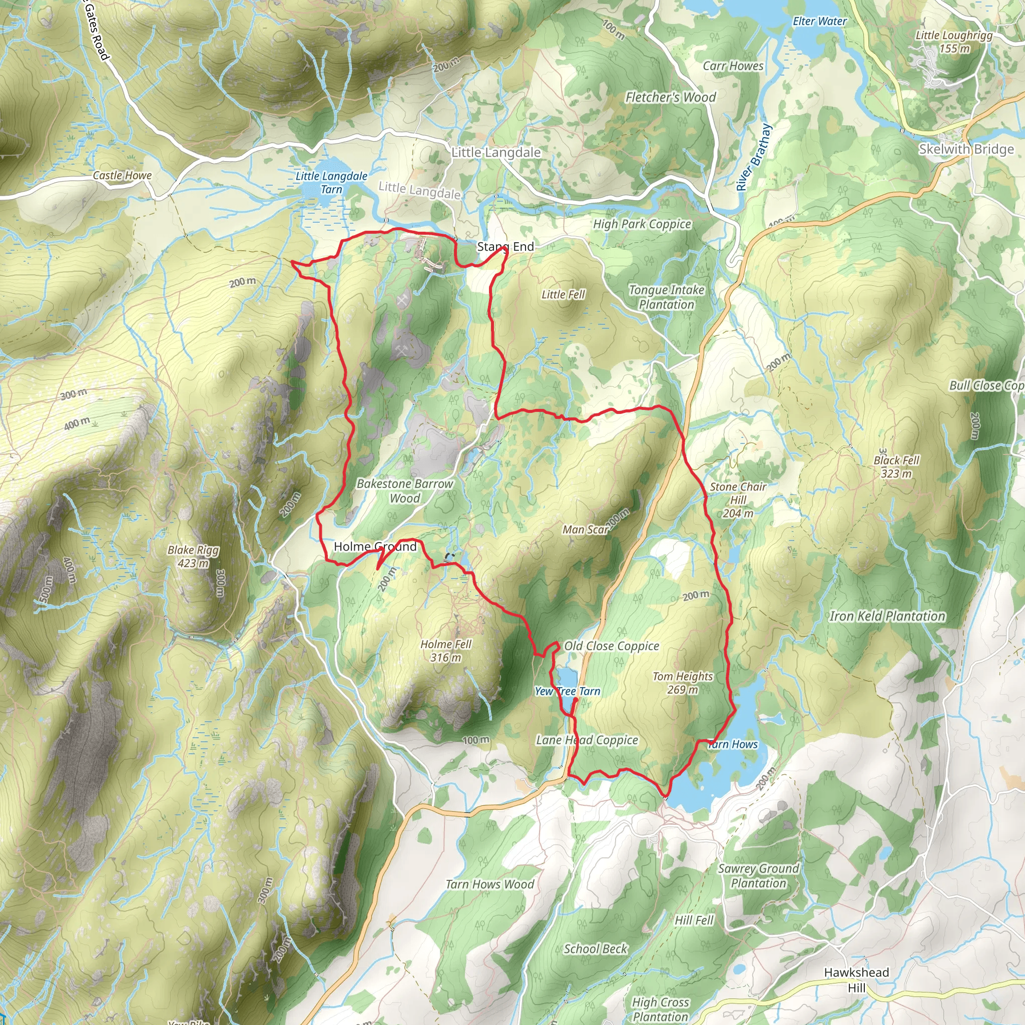Yew Tree Tarn, Gale Close Coppice and Tom Heights Intake Plantation Loop mobile static map