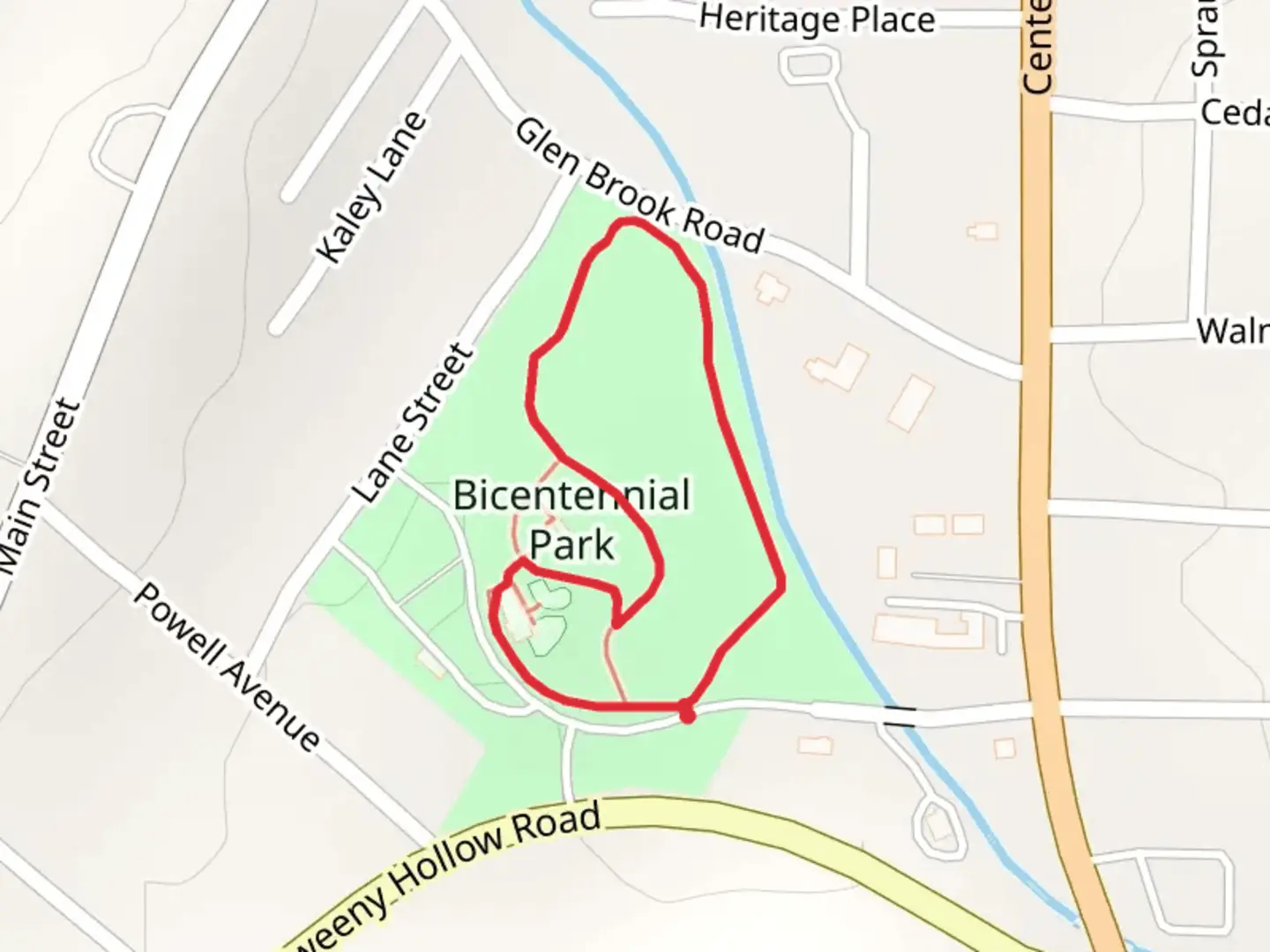 An image depicting the trail Bicentennial Park Loop and its surrounding area.