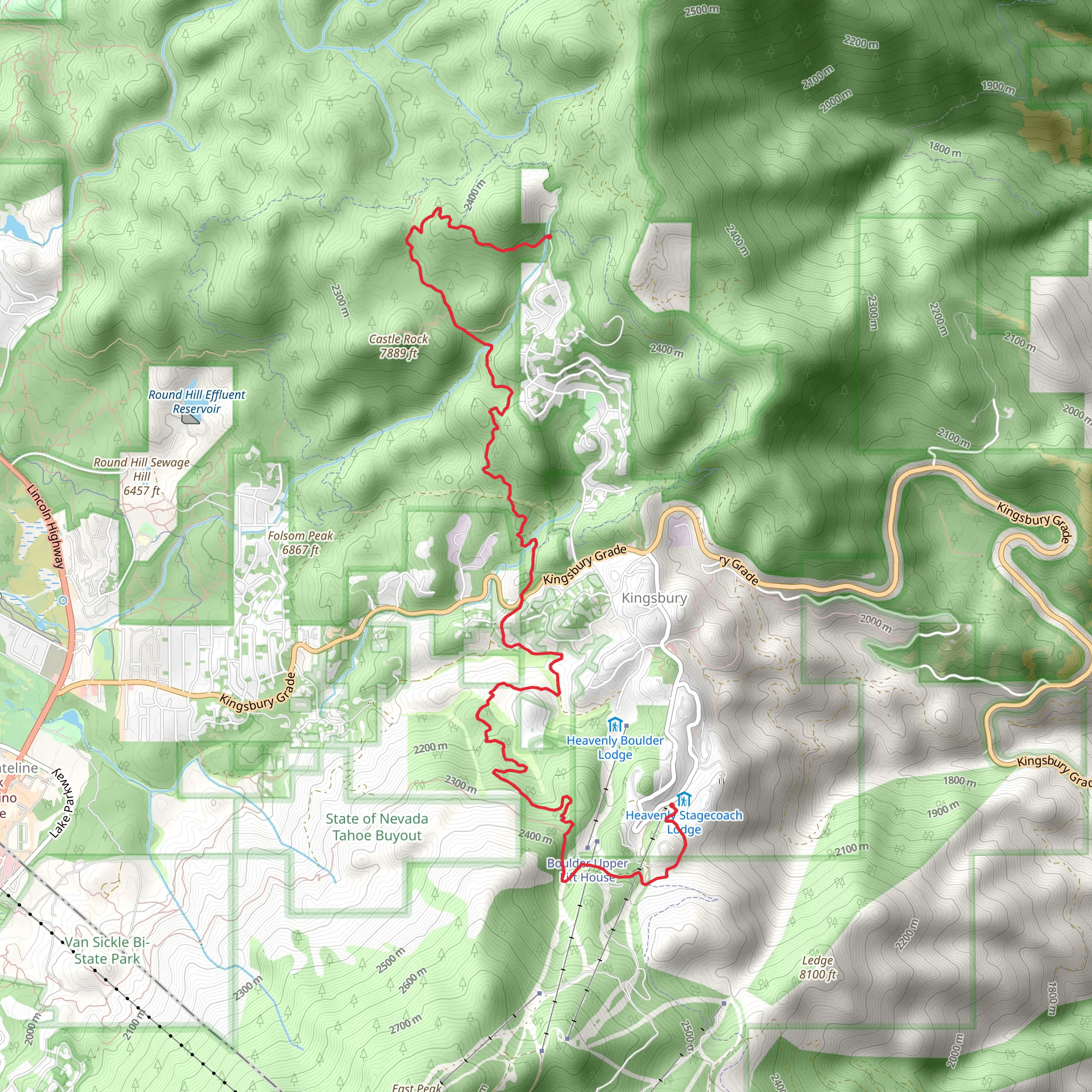 Tahoe Rim Trail to Kingsbury South Access mobile static map