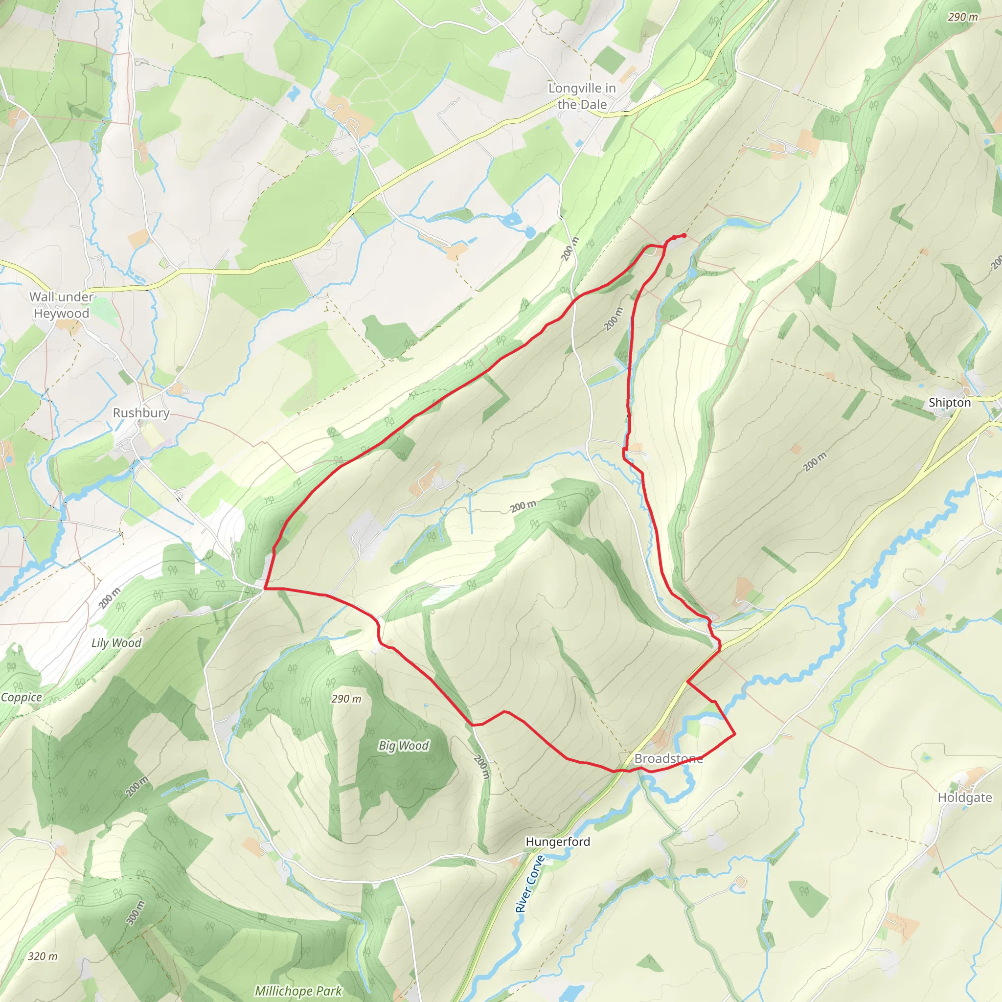 Wenlock Edge and Broadstone from Wilderhope Manor mobile static map