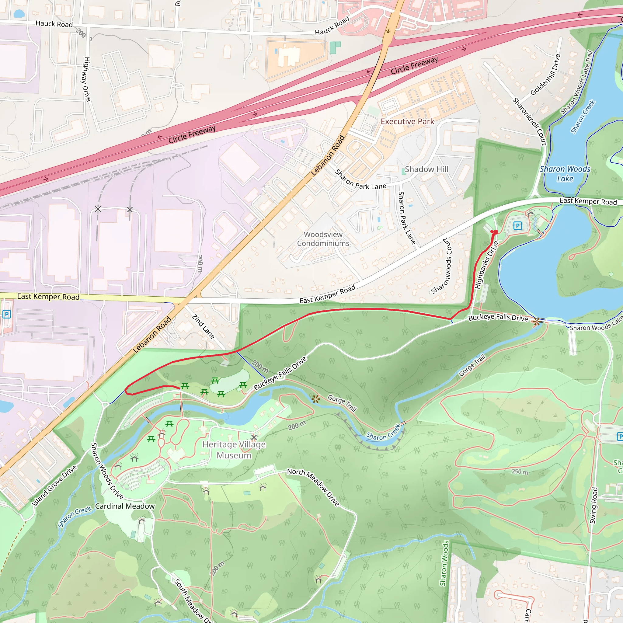 Walk along Sharon Creek mobile static map