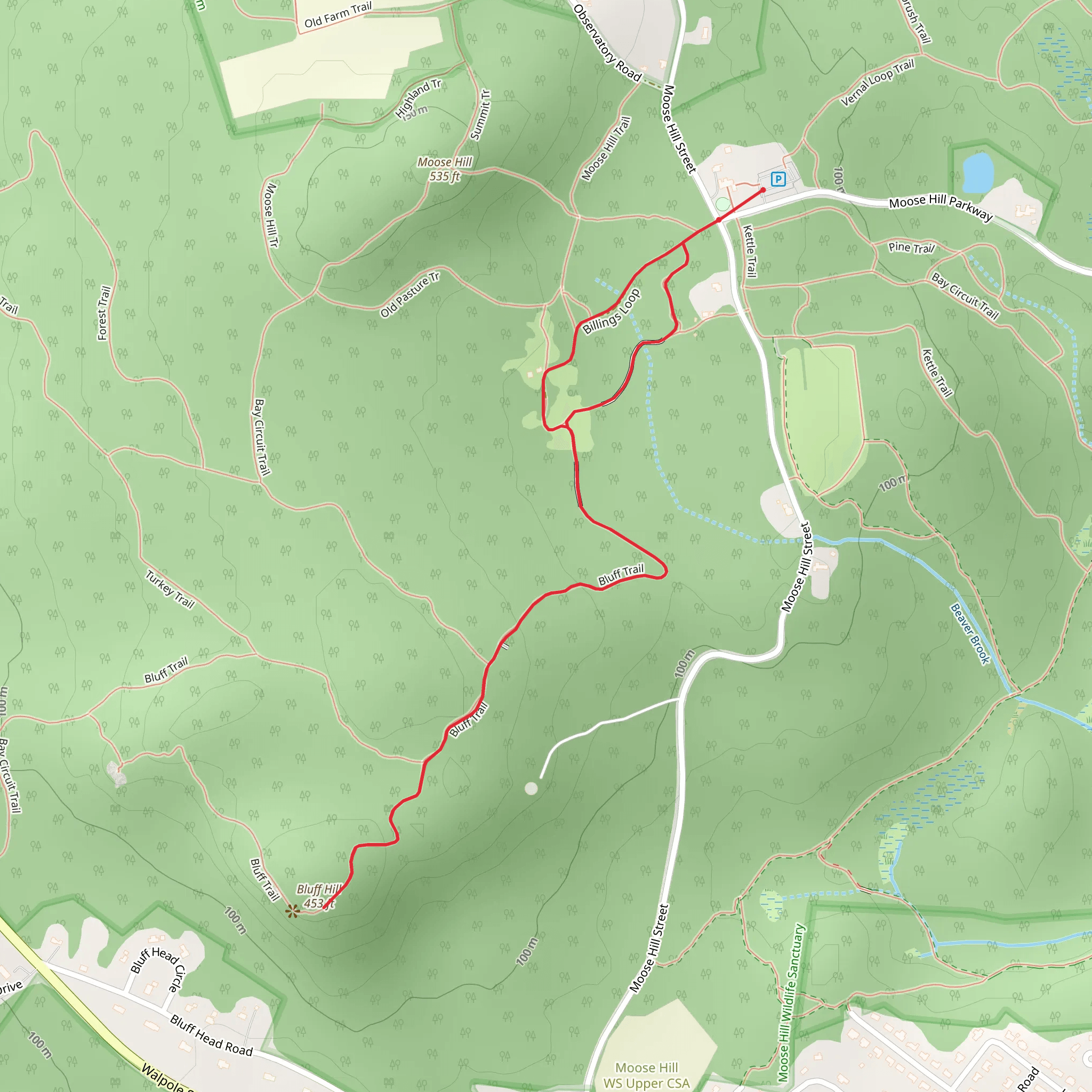 Bluff Hill via Bluff Trail and Billings Loop mobile static map