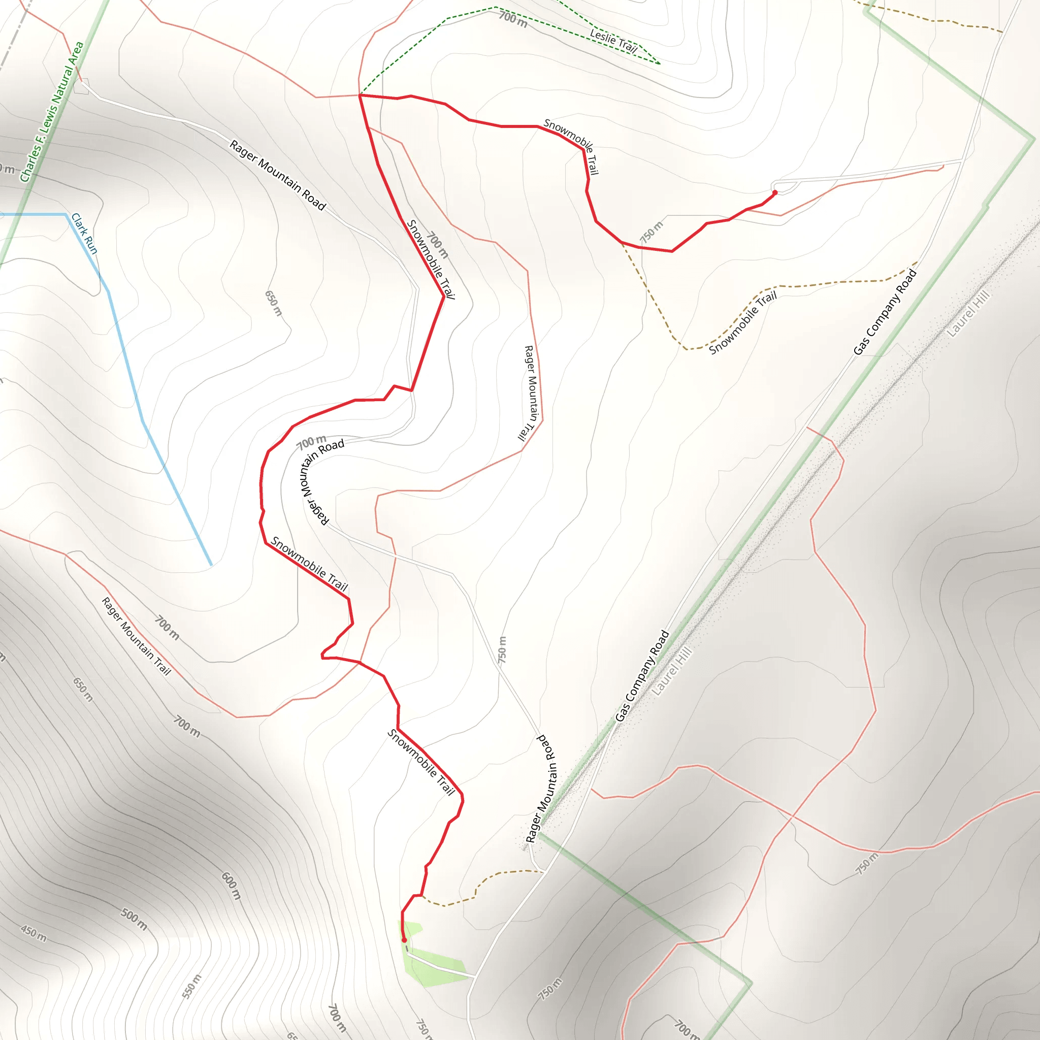 Snowmobile Trail in Rager Mountain Division mobile static map