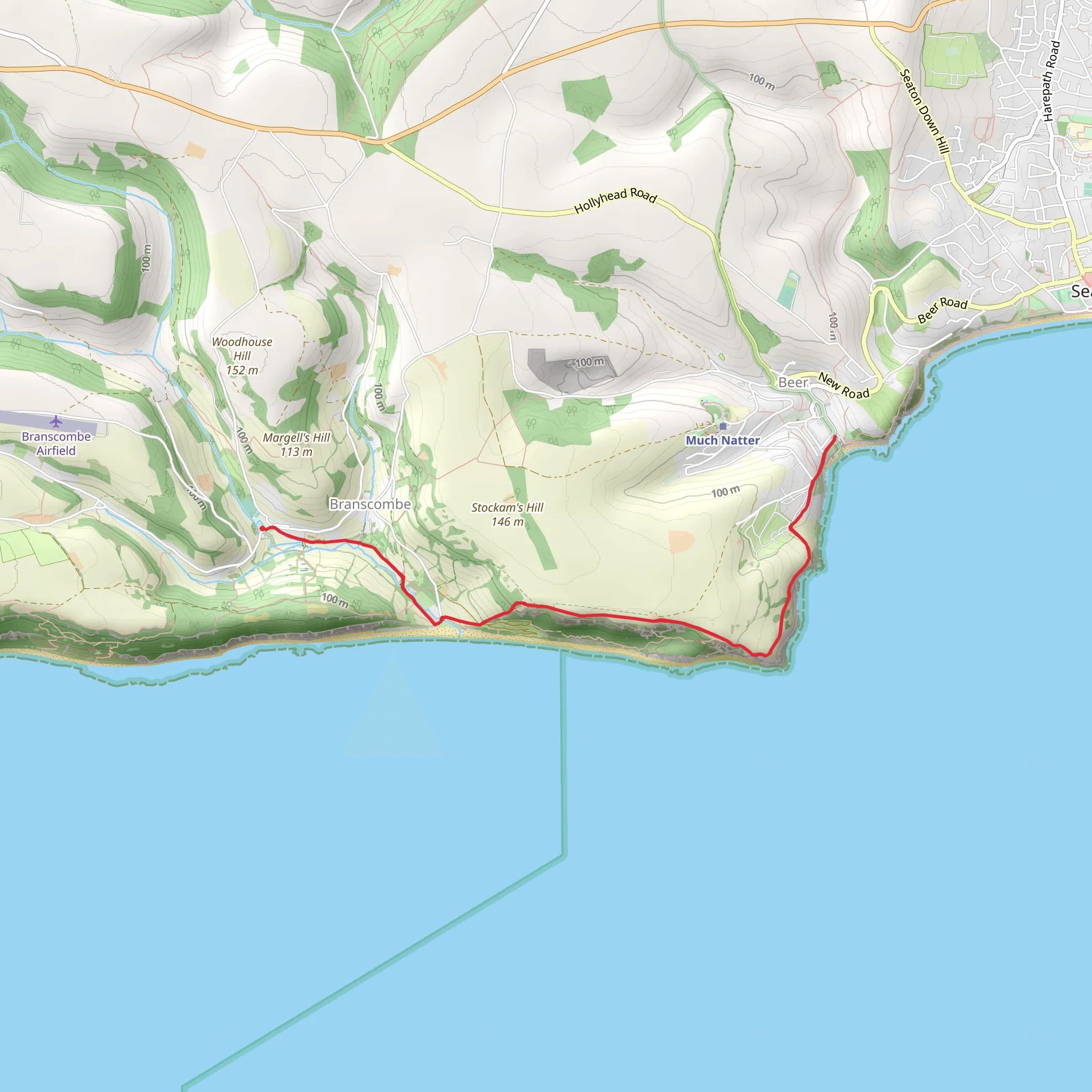 Branscombe Mouth, Hooken Cliffs and Arrat's Hill mobile static map