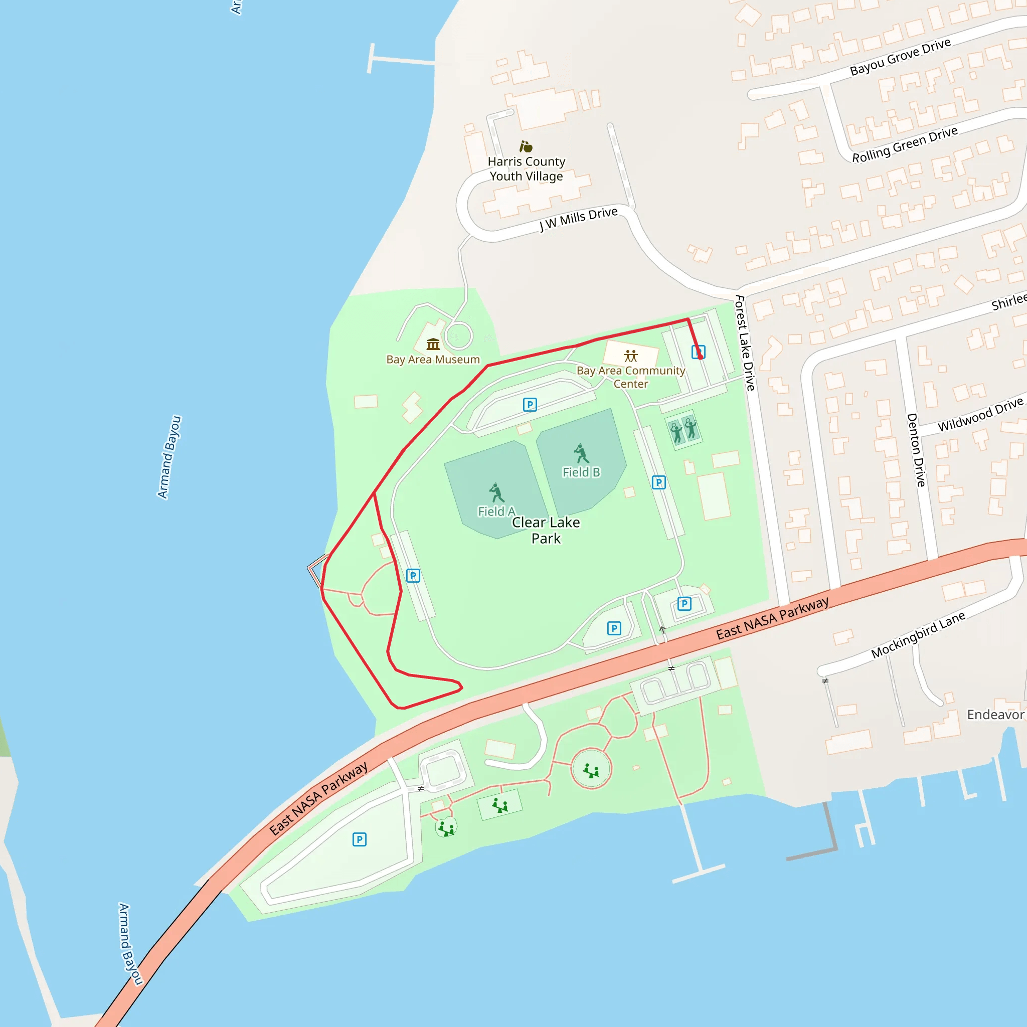 Clear Lake Park Loop near Armand Bayou mobile static map