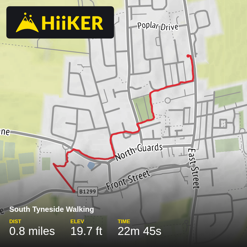 A map preview of the recording South Tyneside Walking.