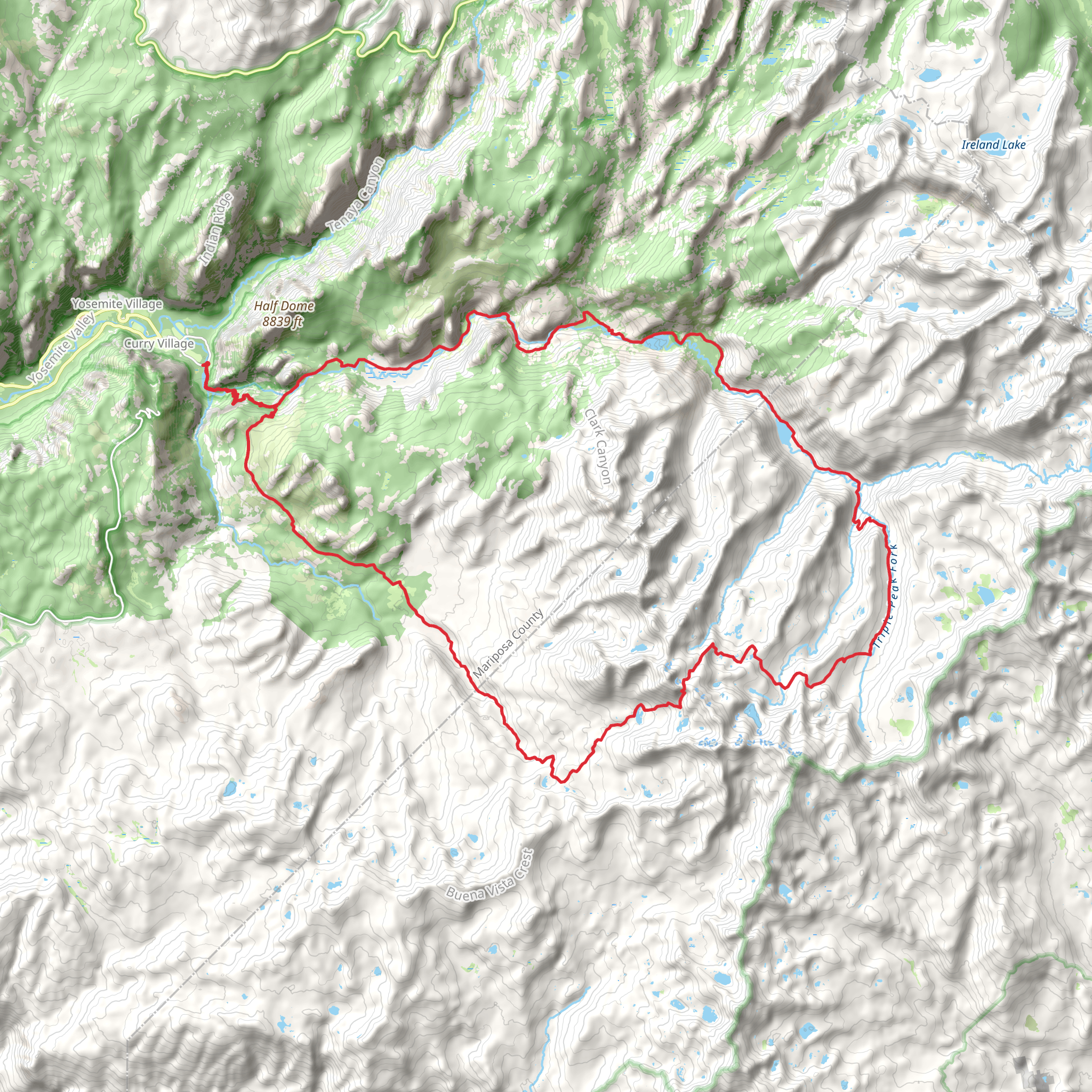 Merced Lake and Washburn Lake Loop via Theodore Solomons Trail mobile static map