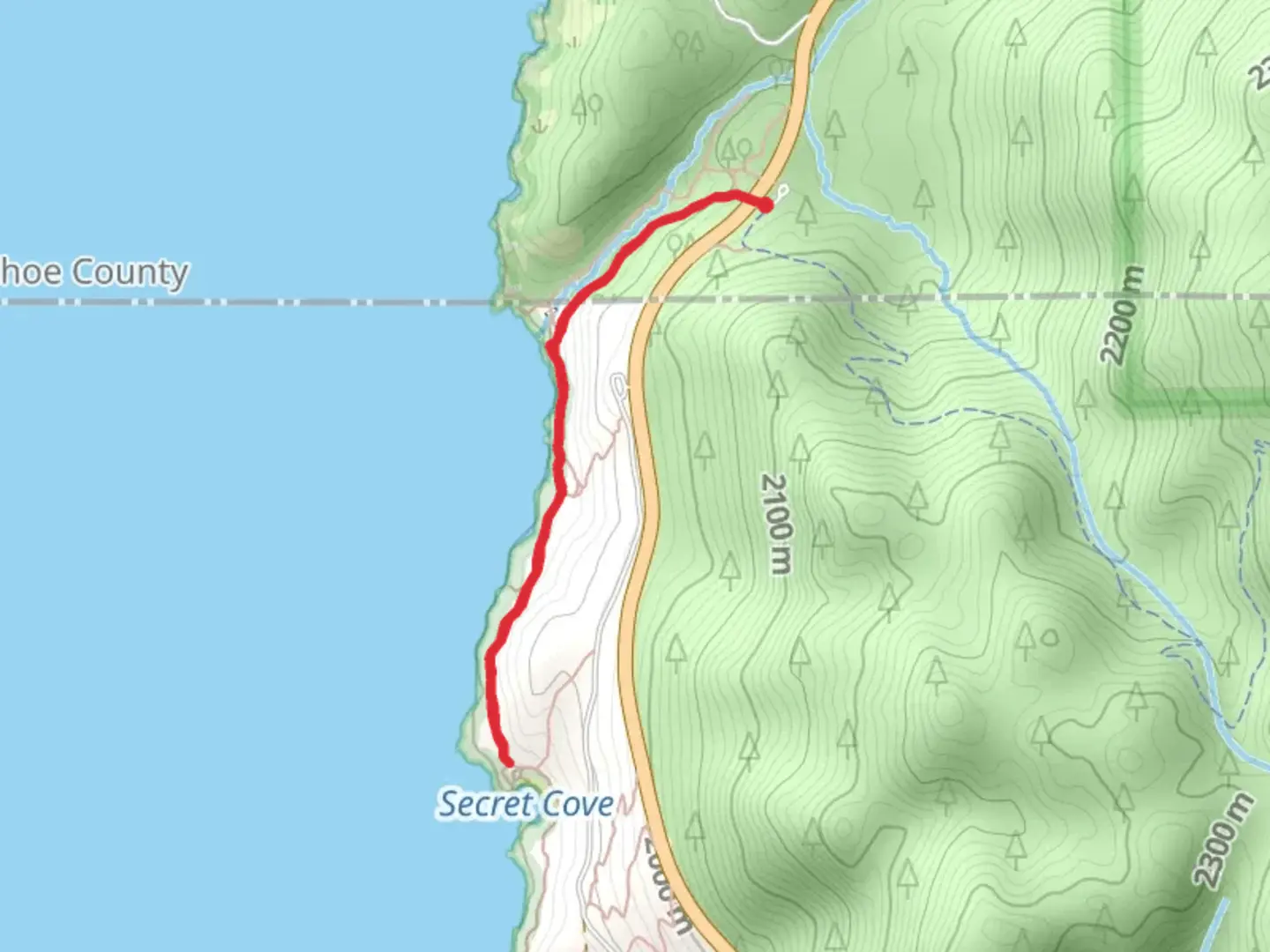 An image depicting the trail Chimney Beach Trail and its surrounding area.