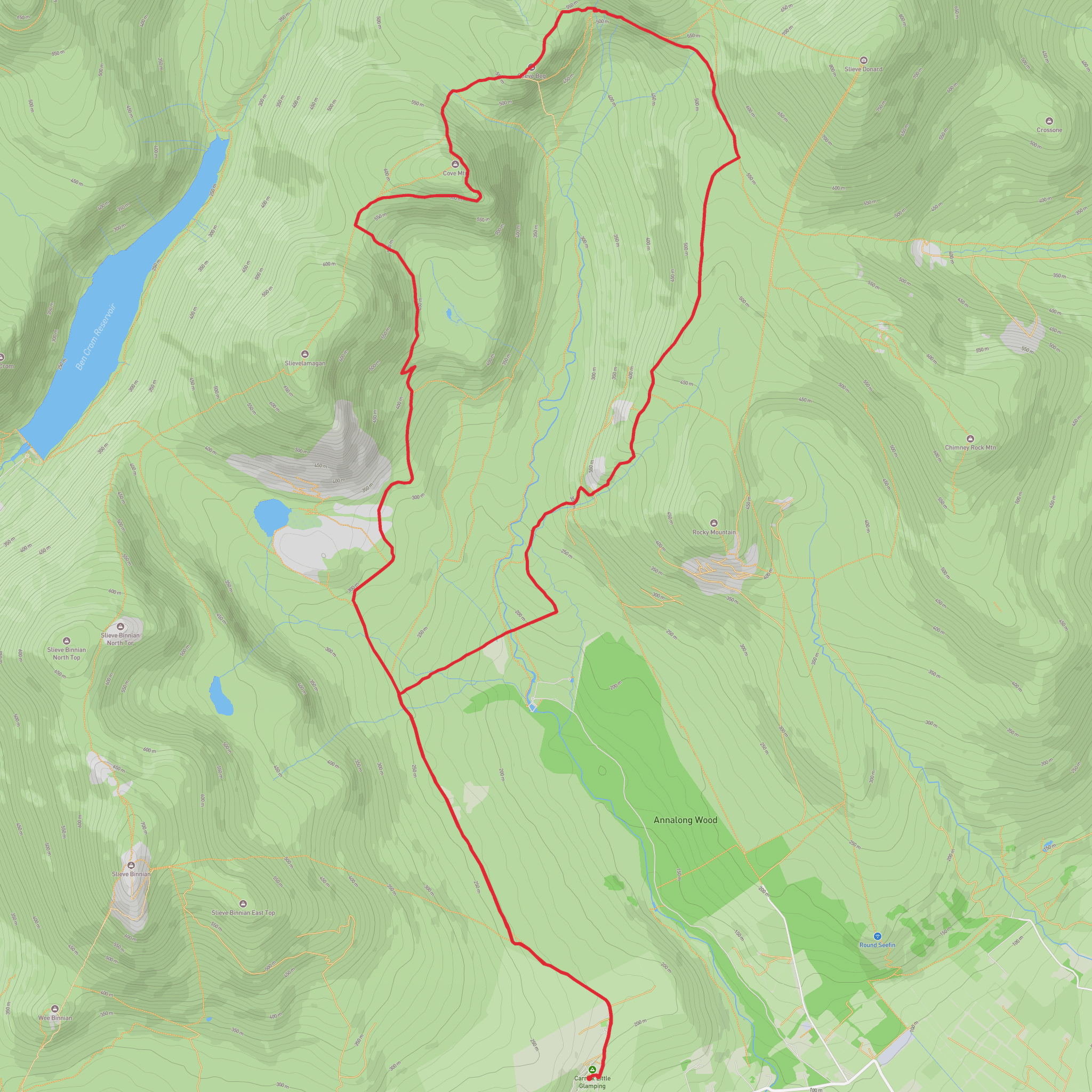 Upper Cove and Slieve Beg - Annalong Valley mobile static map