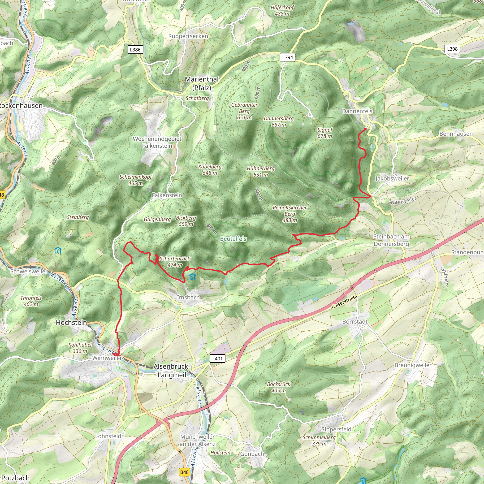 Winnweiler to Dannenfels Walk mobile static map