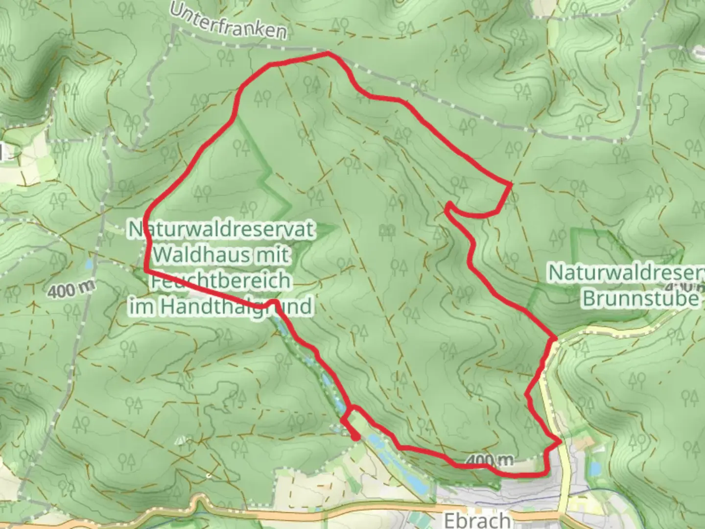 An image depicting the trail Rundweg Steinernes Kreuz and Ebrach and its surrounding area.